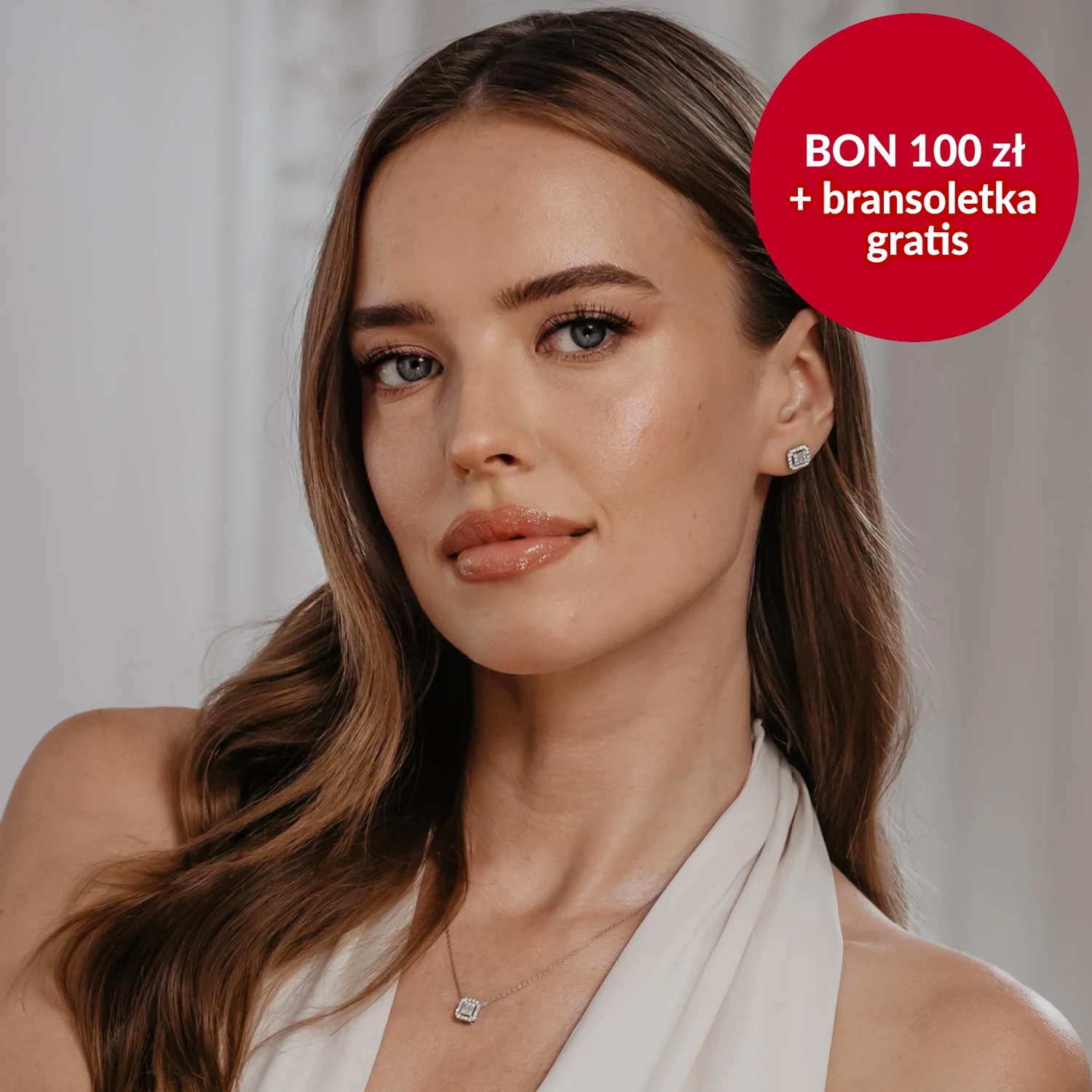 Naszyjnik i kolczyki z diamentami, żółte złoto, zestaw Świąteczny