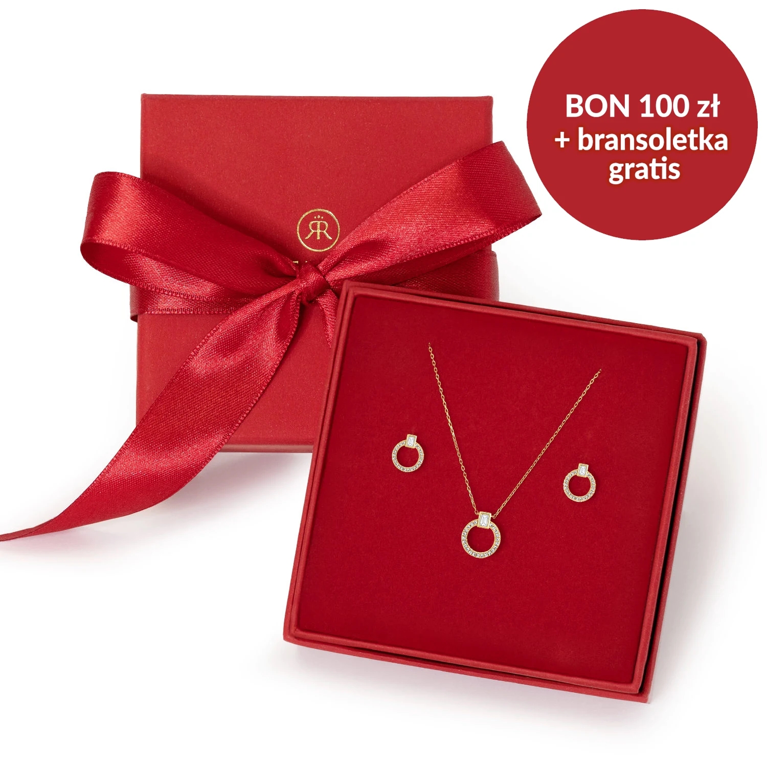 Naszyjnik i kolczyki z diamentami, złoto żółte, zestaw Świąteczny