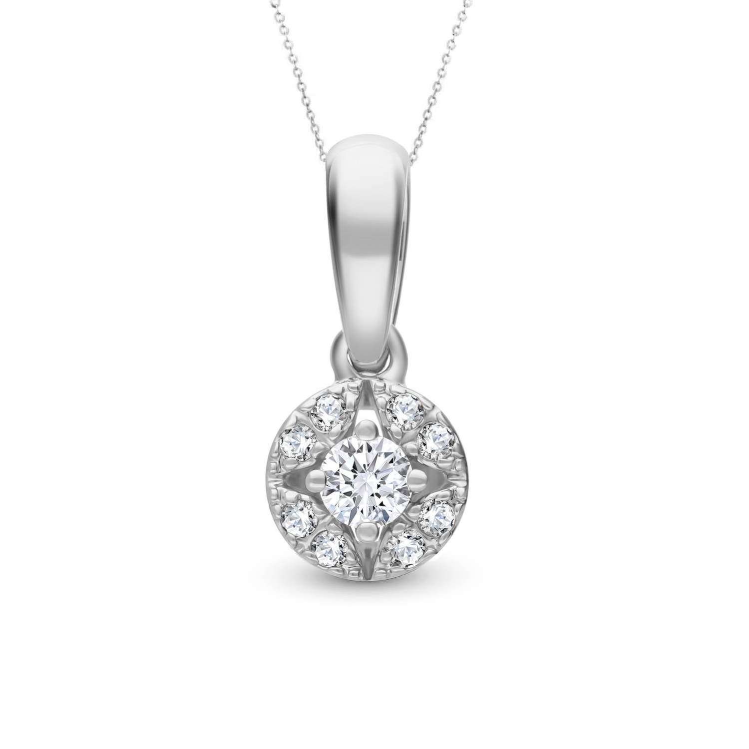 Subtelna zawieszka z diamentami, białe złoto 585