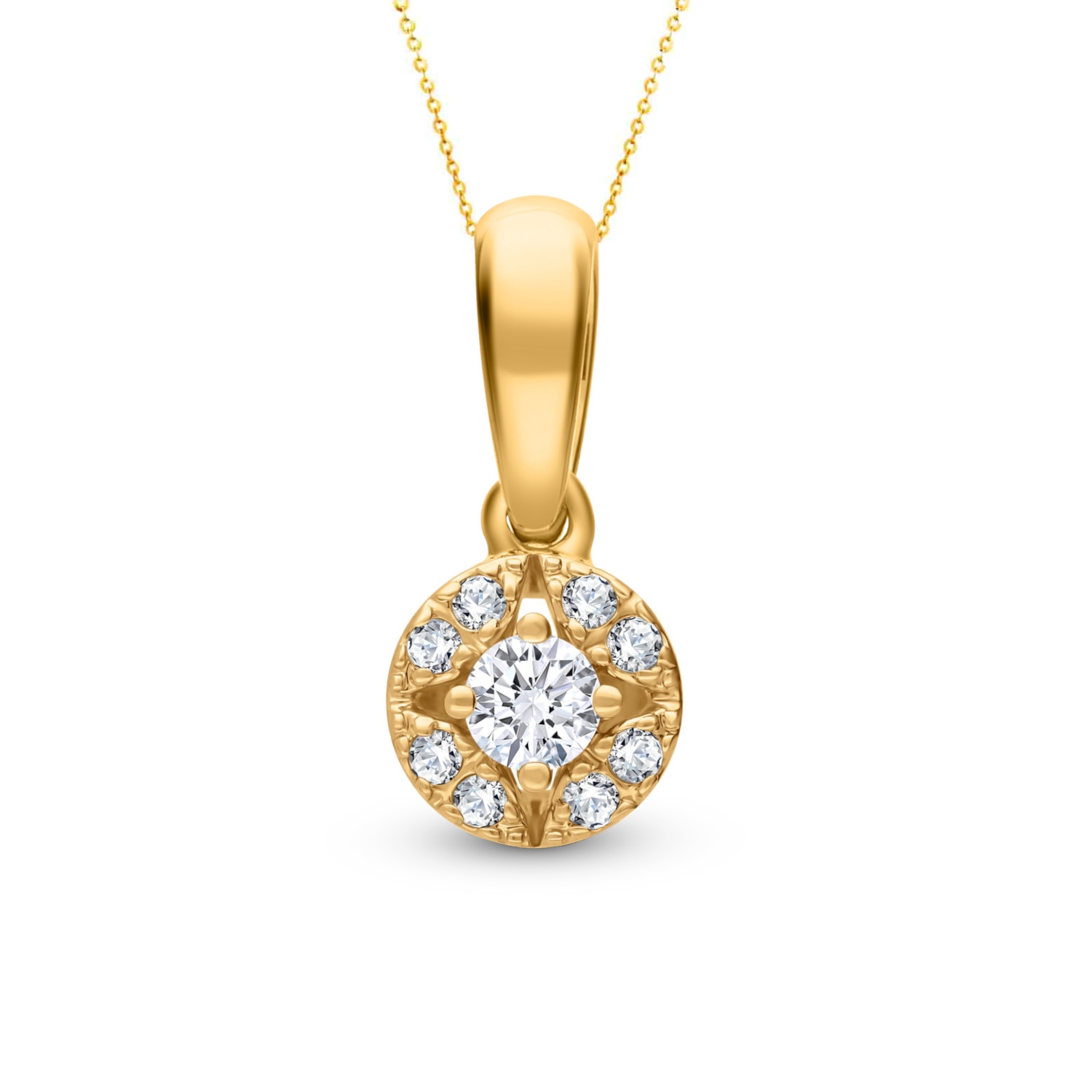 Subtelna zawieszka z diamentami, żółte złoto 585