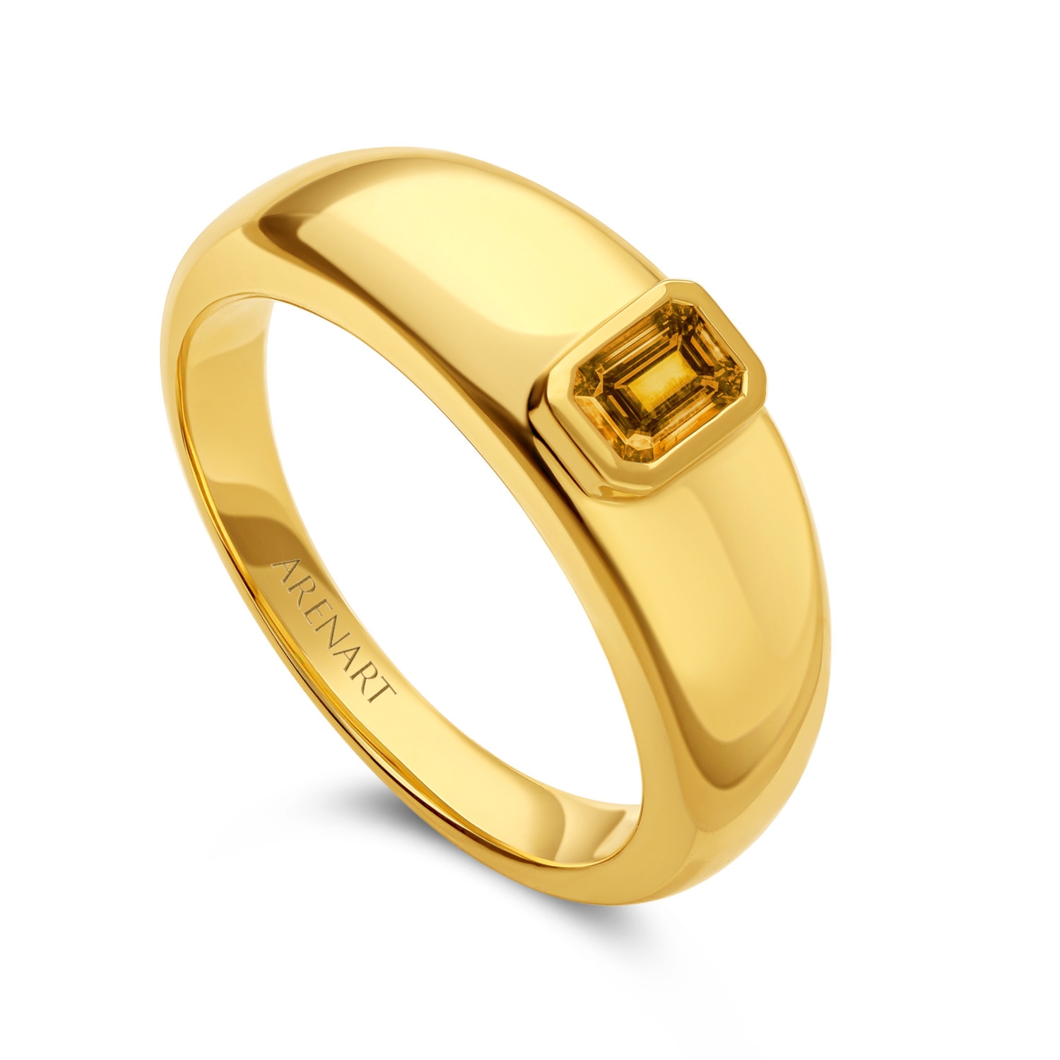 Złoty pierścionek z cytrynem, żółte złoto 585