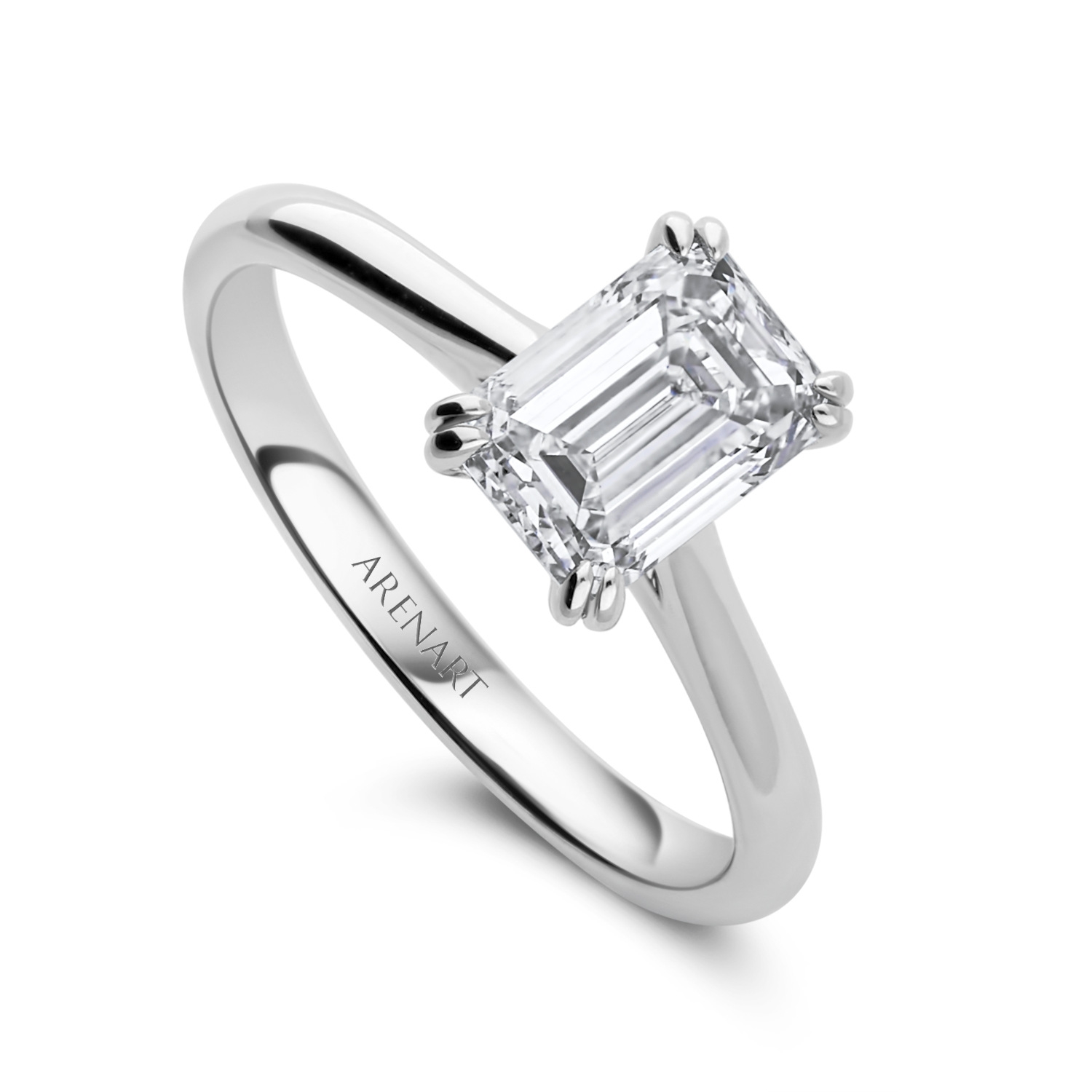 Złoty pierścionek z diamentem laboratoryjnym 1,50ct, białe złoto