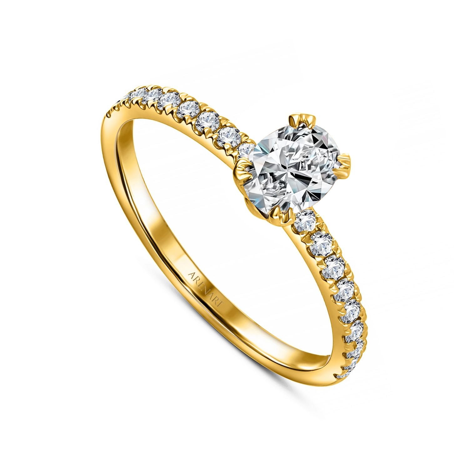 Złoty pierścionek zaręczynowy z diamentami 0,70ct, certyfikat GIA, złoto żółte