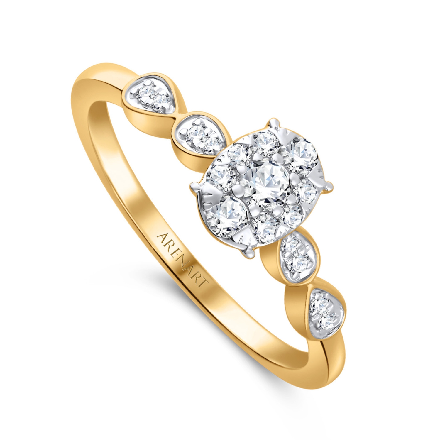 Pierścionek z diamentami 0,25ct, złoto żółte