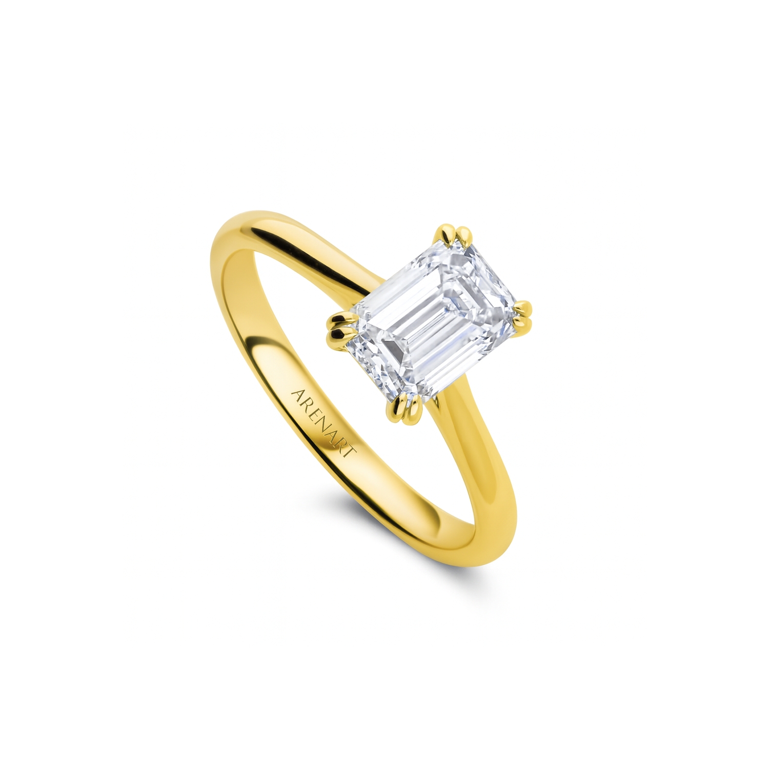 Pierścionek zaręczynowy z diamentem laboratoryjnym 1,50ct, żółte złoto