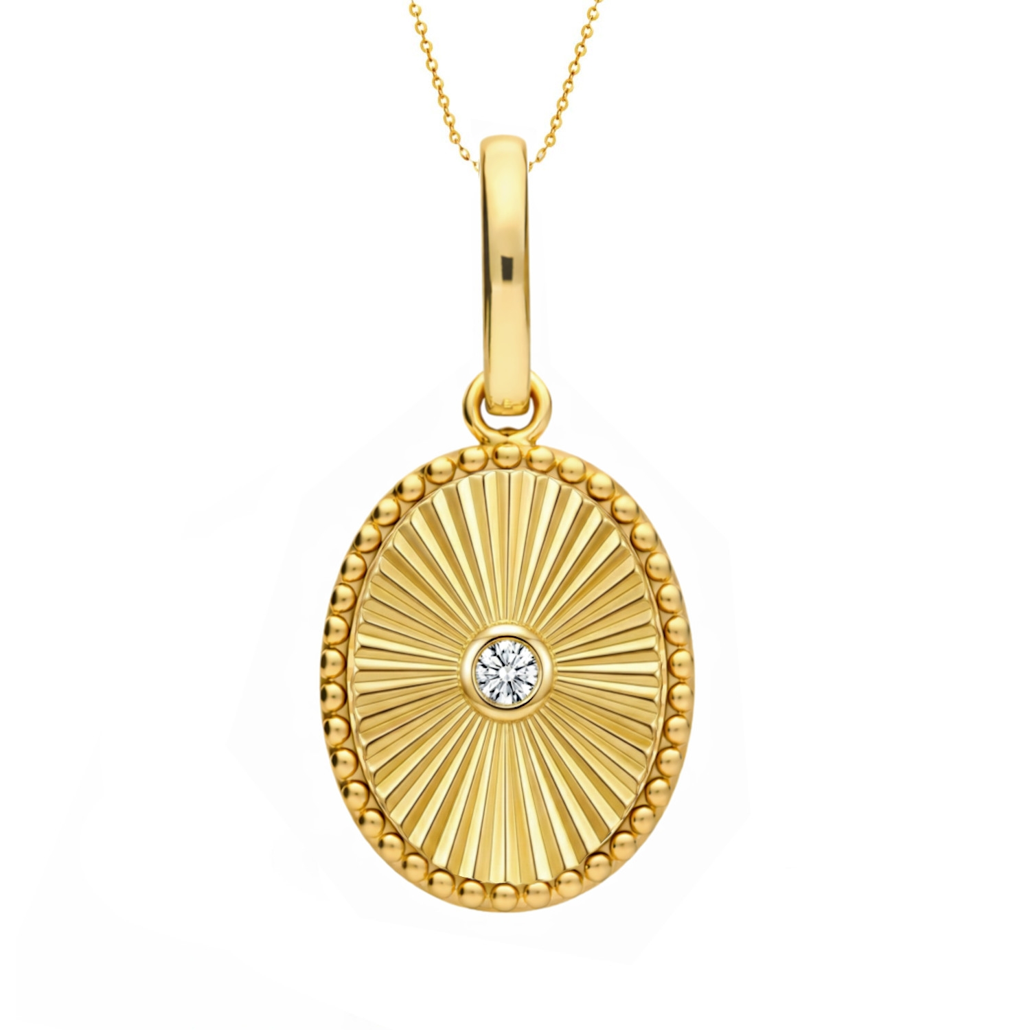 Zawieszka owalna z diamentem, żółte złoto