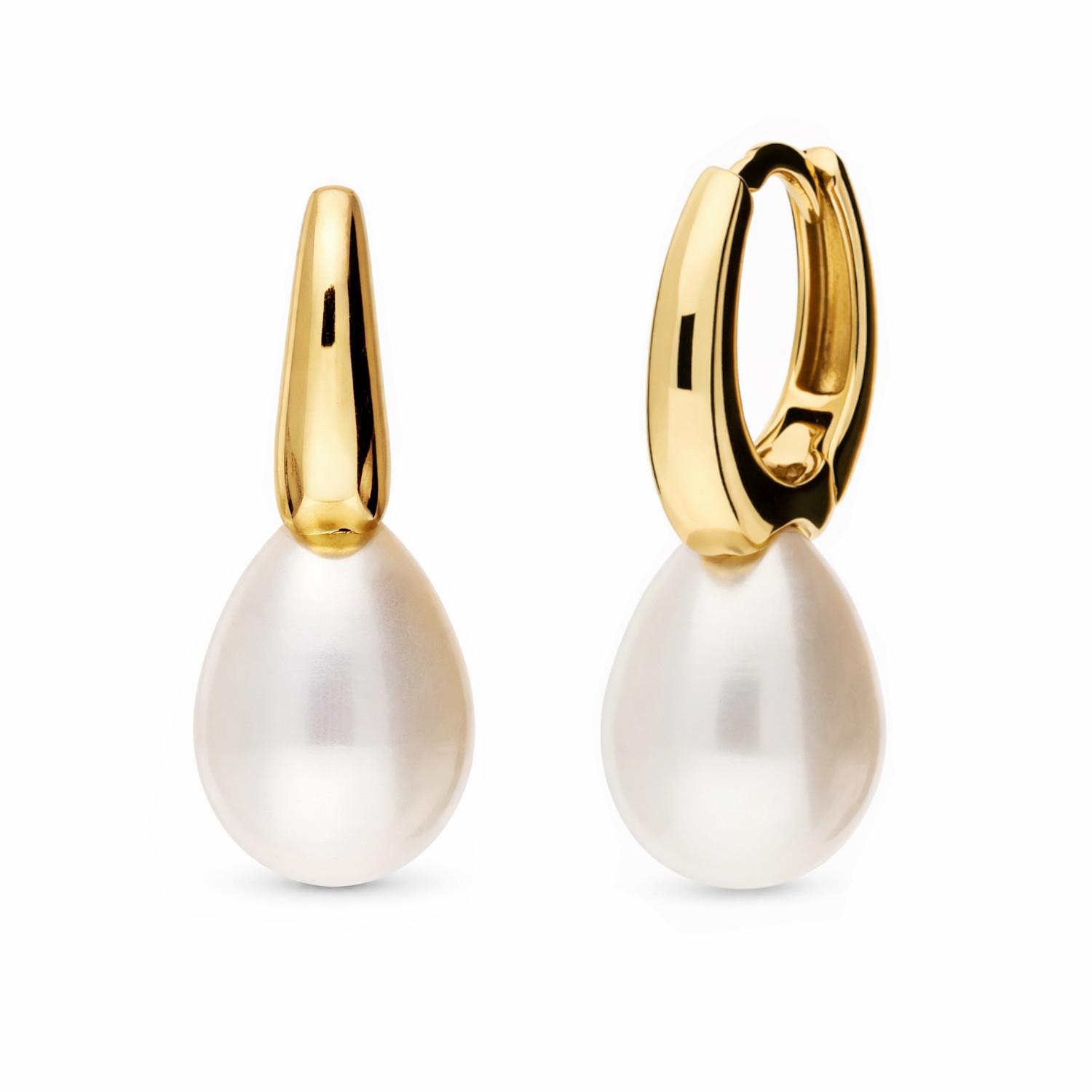 Kolczyki z perłą, złoto żółte, angielskie zapięcie