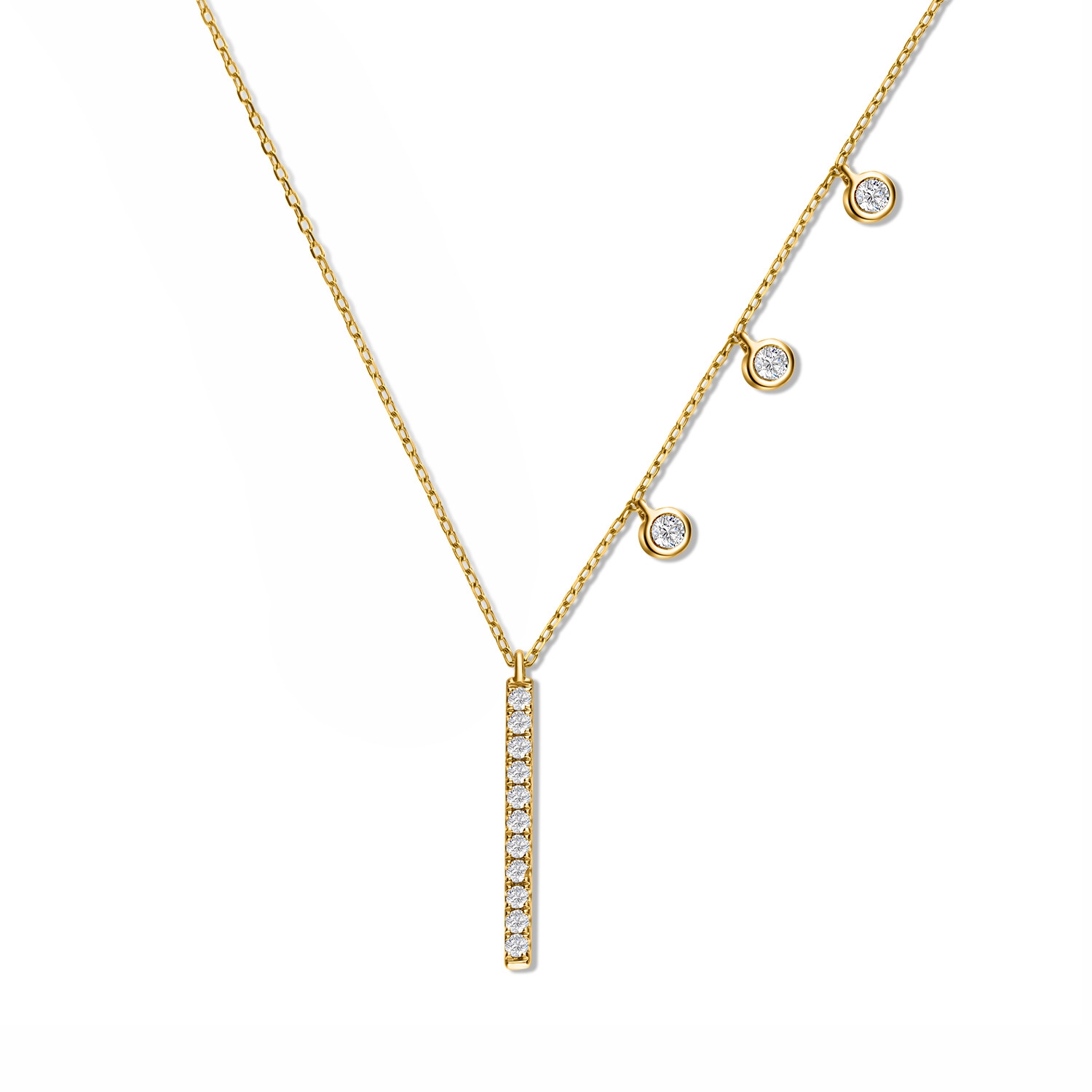 Złoty naszyjnik z diamentami 0,16ct, żółte złoto