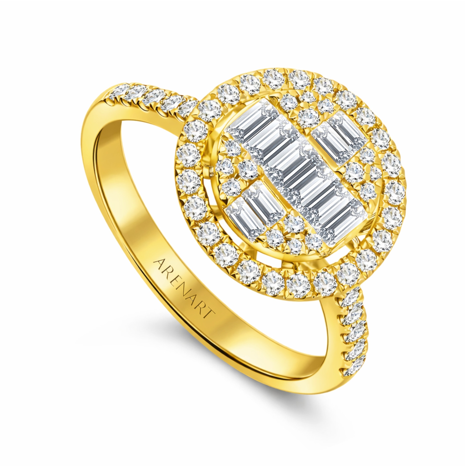 Złoty pierścionek z kolekcji Baguette z diamentami, żółte złoto 585