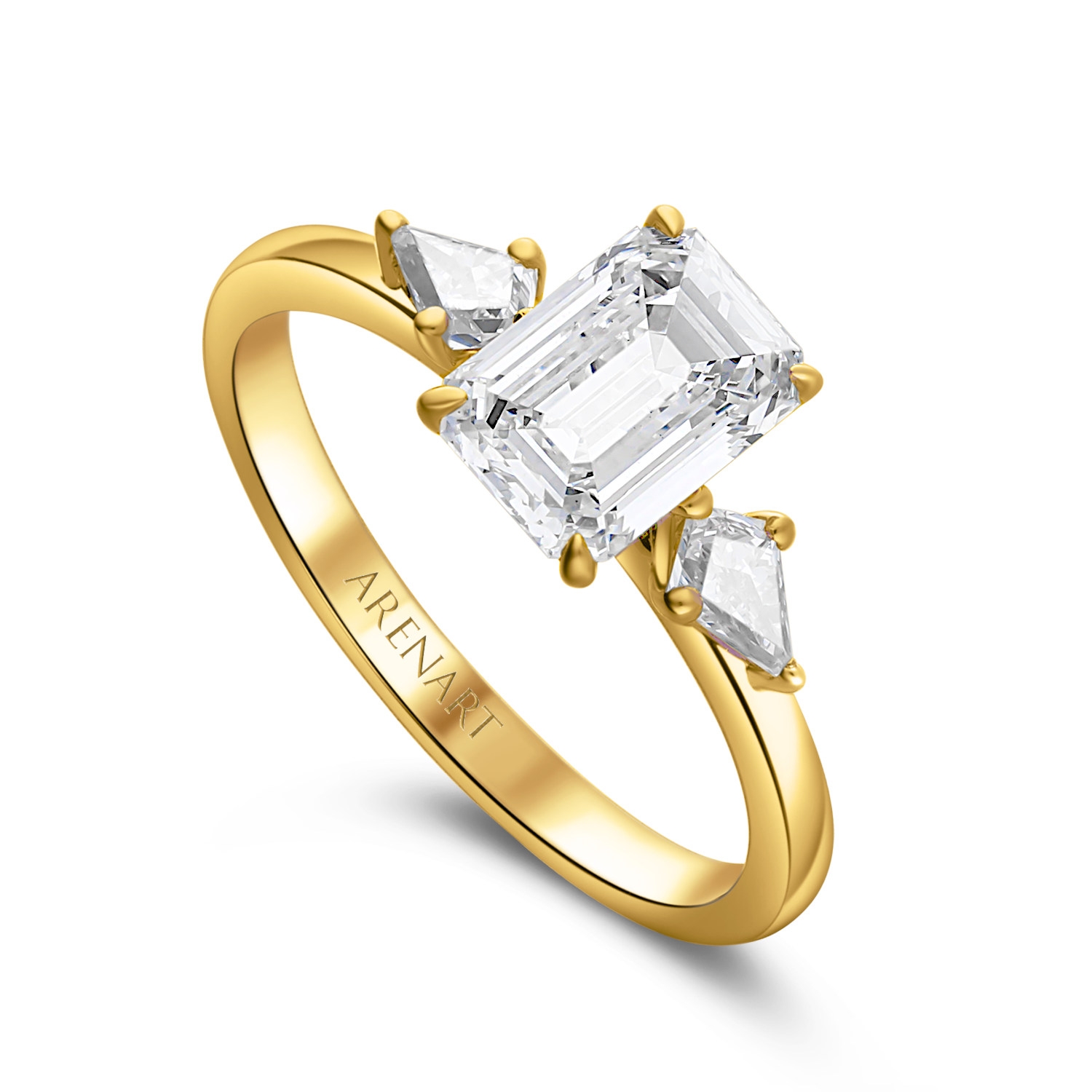 Pierścionek z diamentami laboratoryjnymi 1,90ct, żółte złoto, certyfikat IGI