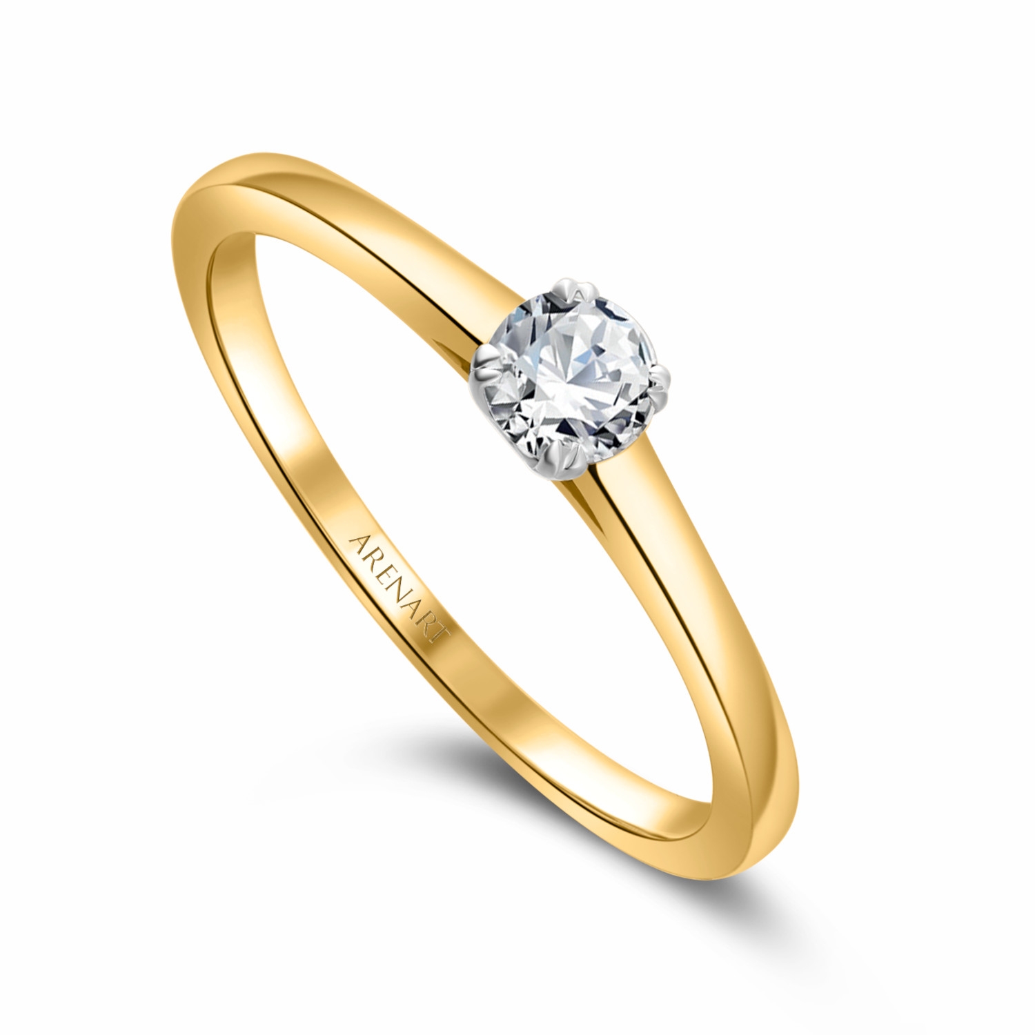 Złoty pierścionek zaręczynowy z diamentem 0,25ct, złoto żółte