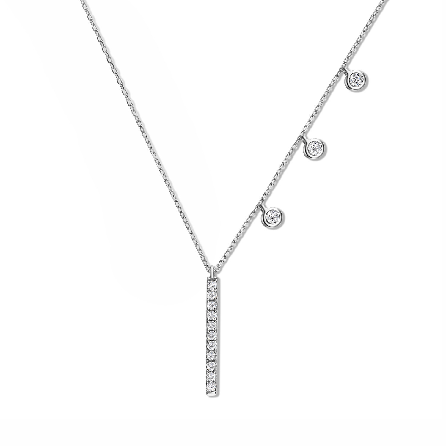 Złoty naszyjnik z diamentami 0,16ct, złoto białe