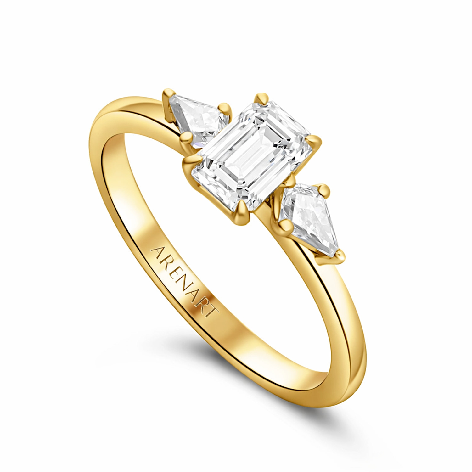 Pierścionek z diamentami laboratoryjnymi 1,35ct, złoto żółte