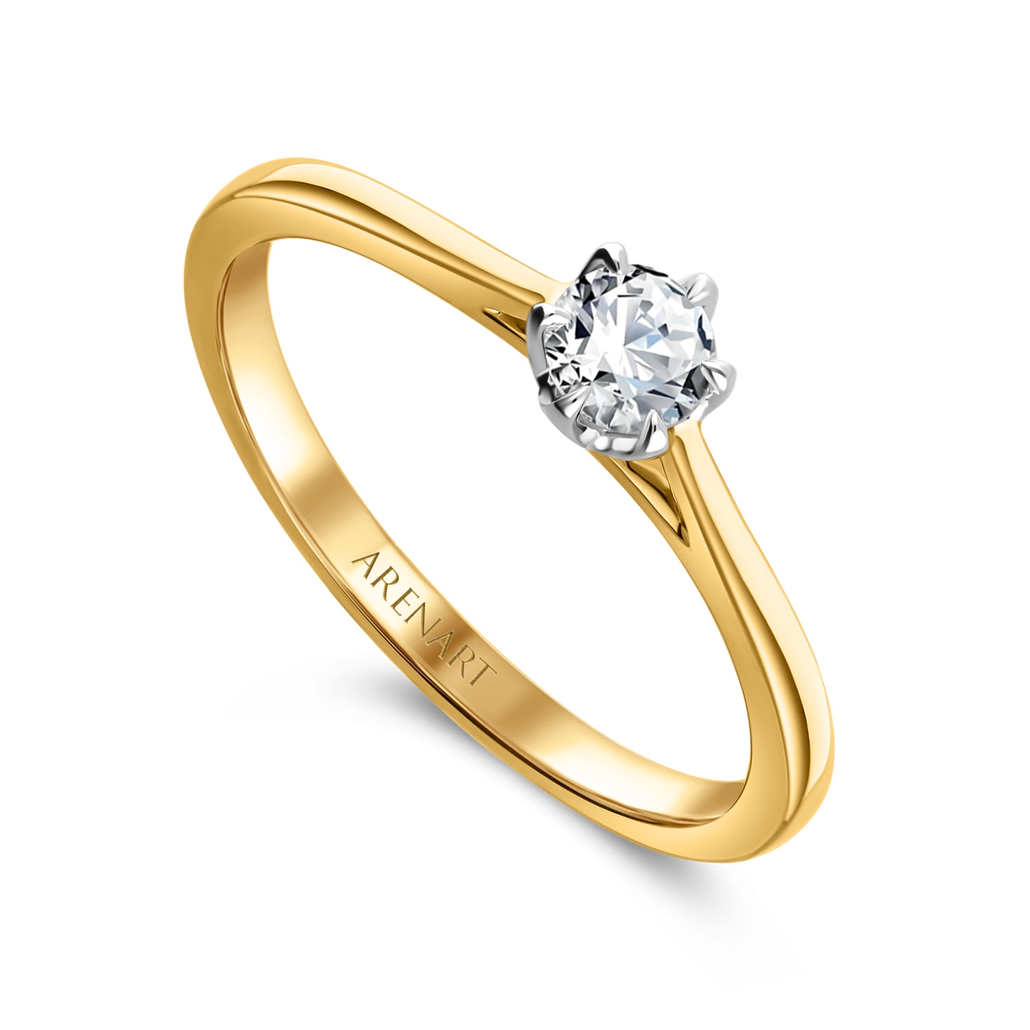 Pierścionek z diamentem 0,25ct, dwukolorowe złoto 585