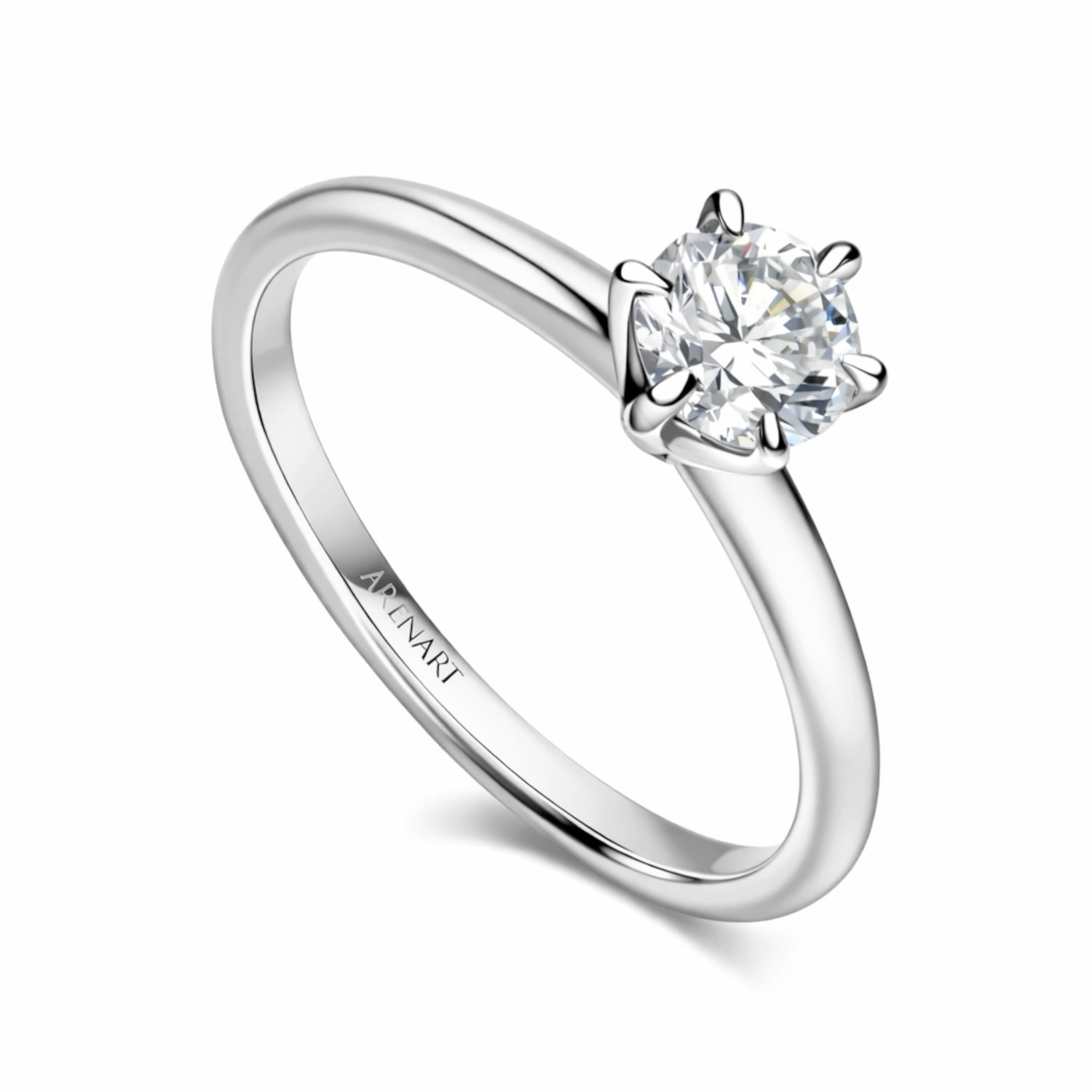 Pierścionek złoty z diamentem 0,51ct, złoto białe 750, certyfikat GIA