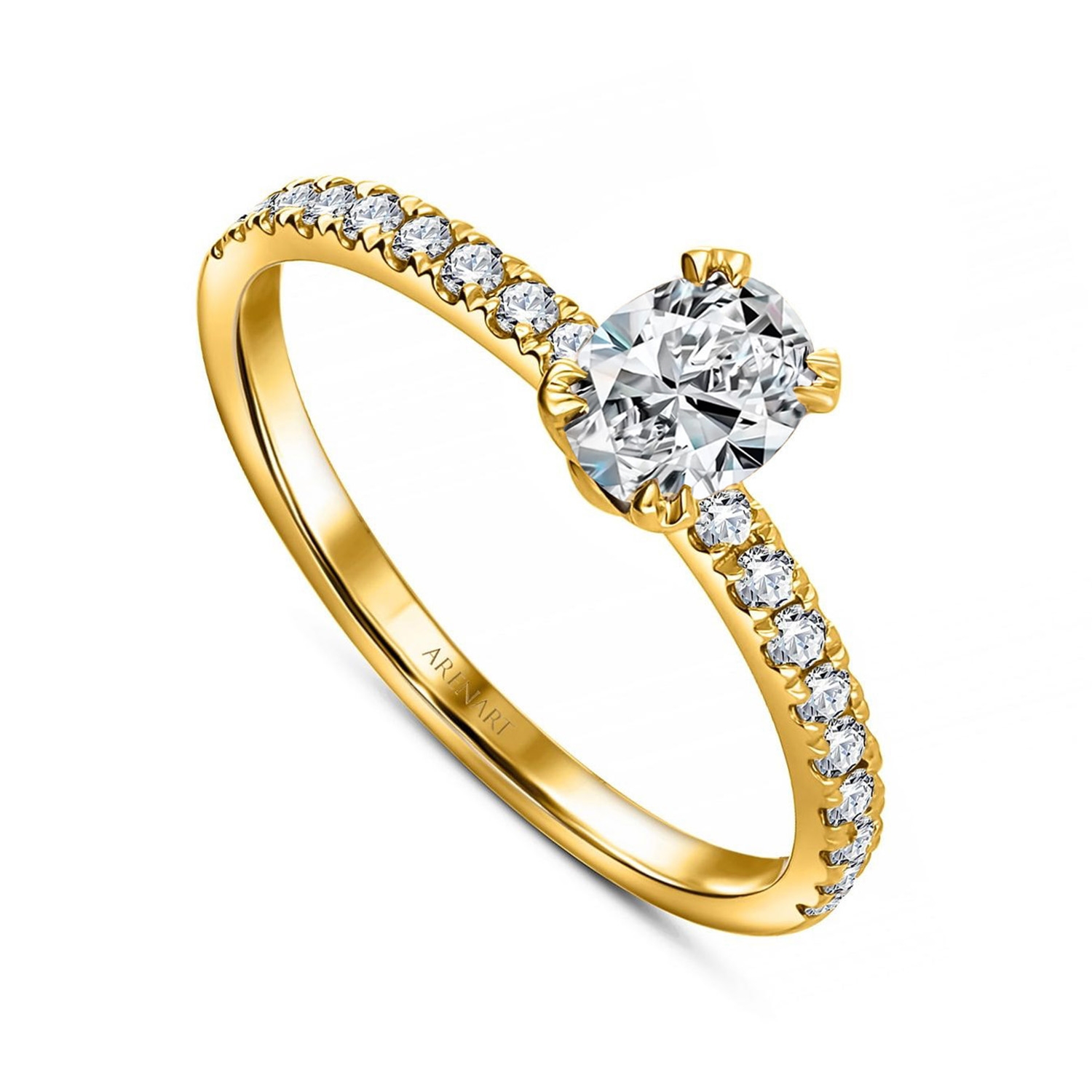 Złoty pierścionek zaręczynowy z diamentami 0,70ct, H/VS1, certyfikat GIA, złoto żółte