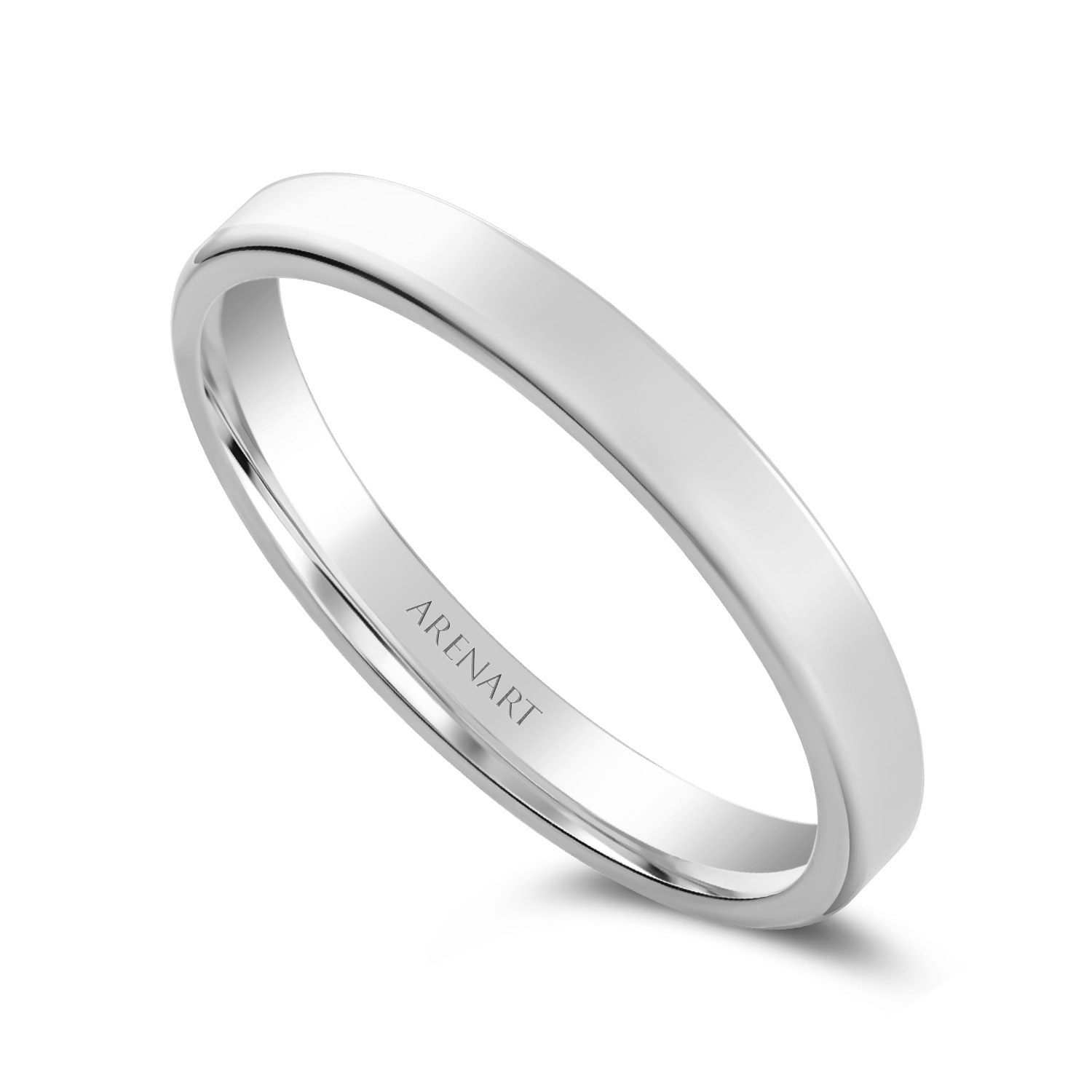 Obrączka damska 3 mm, trapezowa, złoto białe