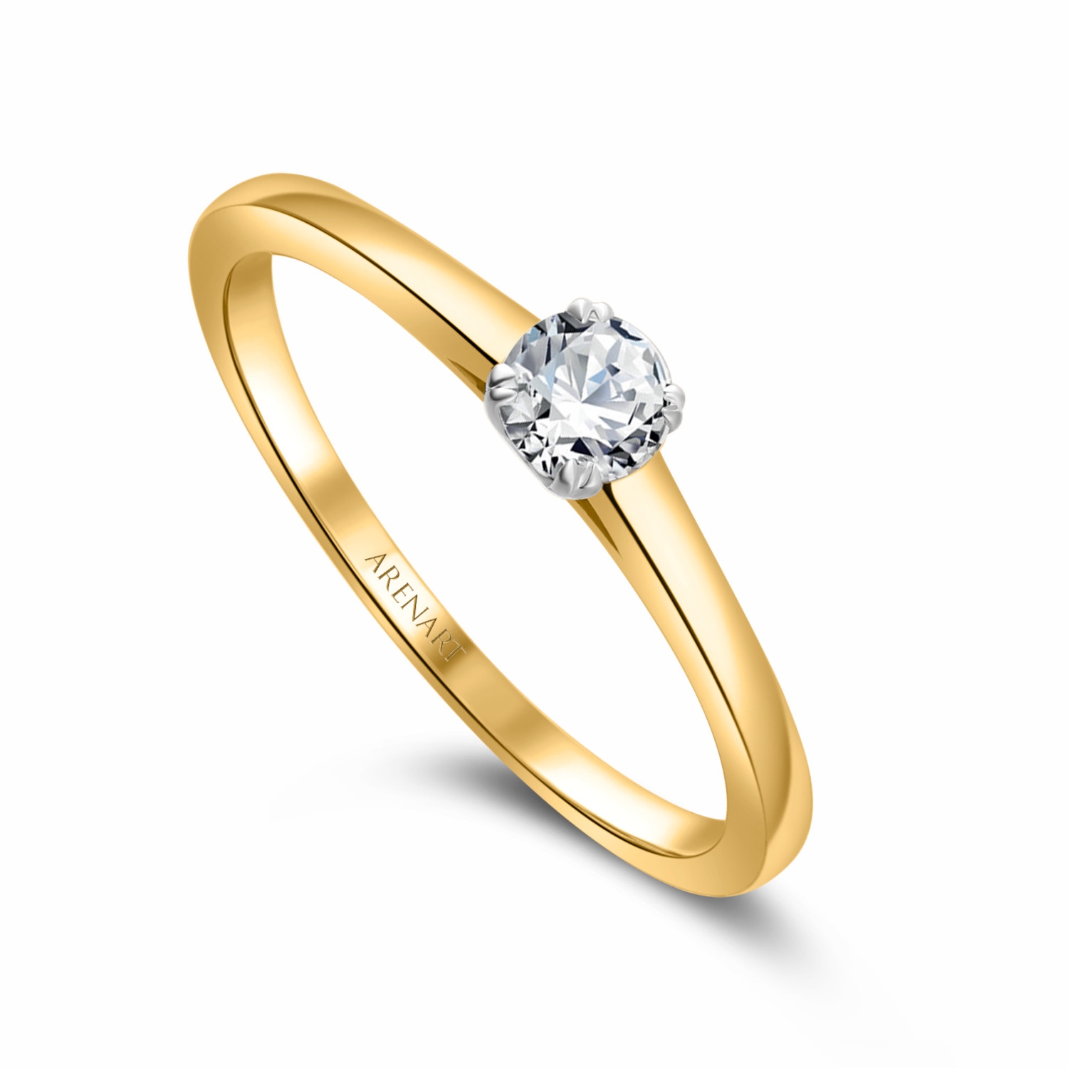 Złoty pierścionek zaręczynowy z diamentem 0,25ct, złoto żółte