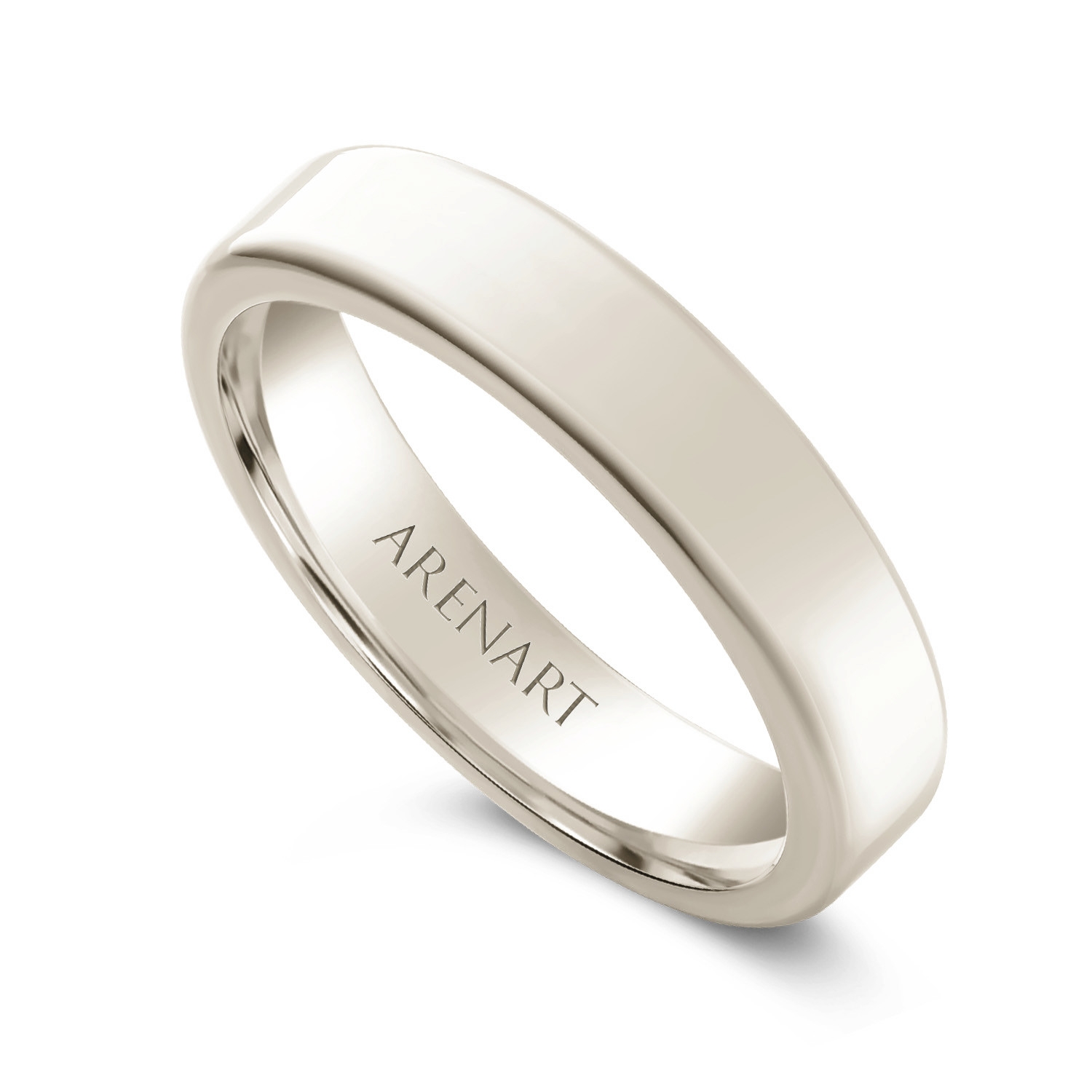 Męska złota obrączka 4 mm, białe nierodowane złoto 585