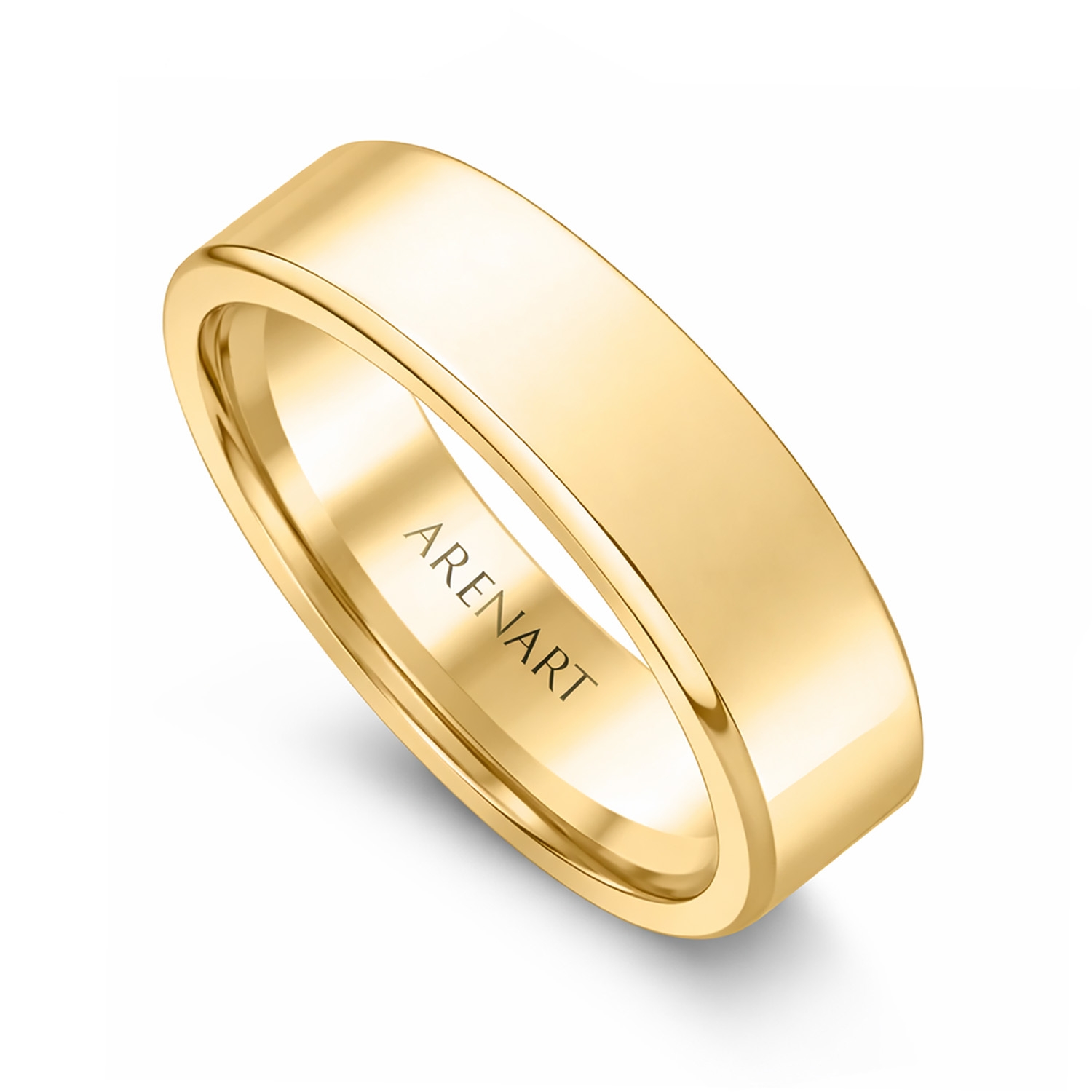 Obrączka damska 5 mm, trapezowa, żółte złoto