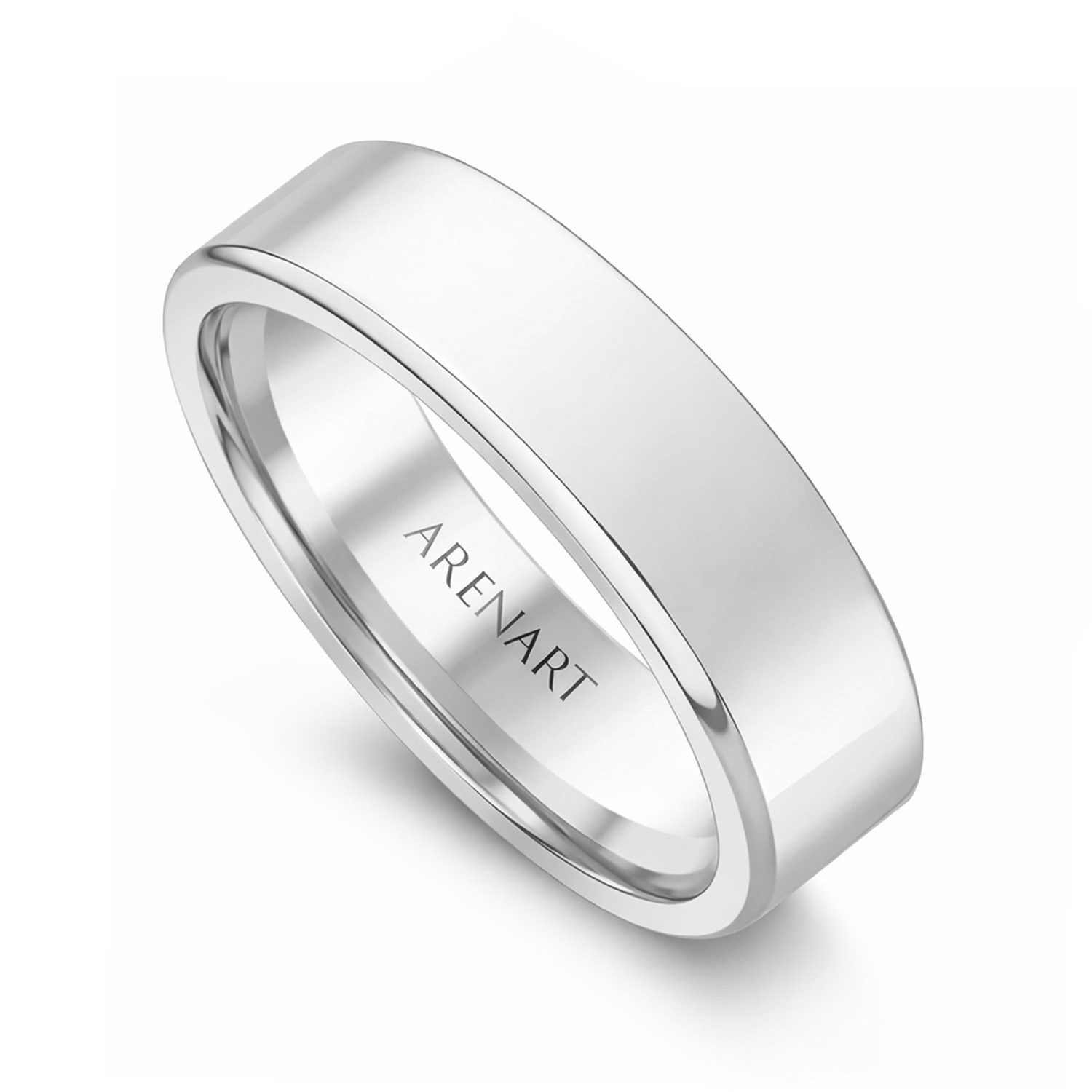 Obrączka damska 5 mm, trapezowa, białe złoto