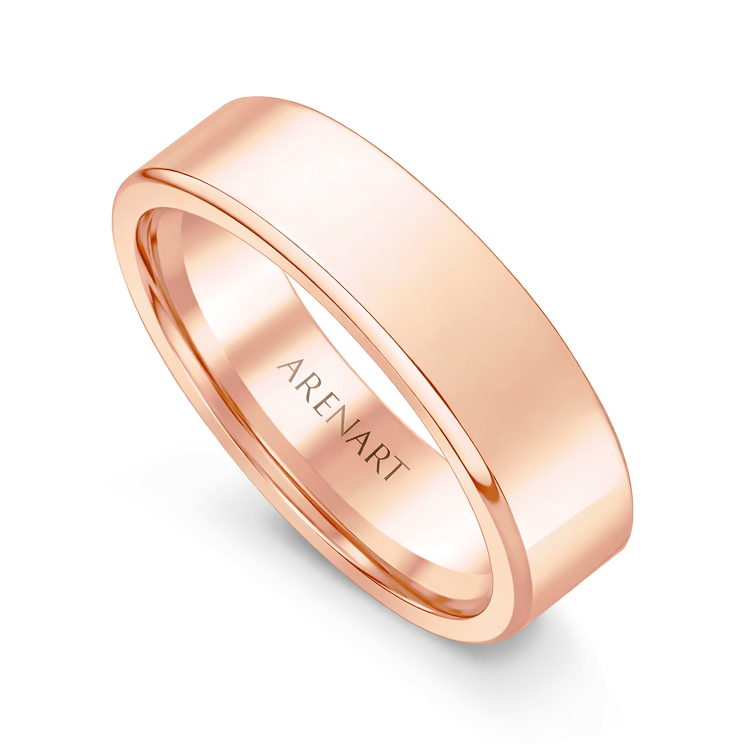 Męska złota obrączka 5 mm, różowe złoto 585