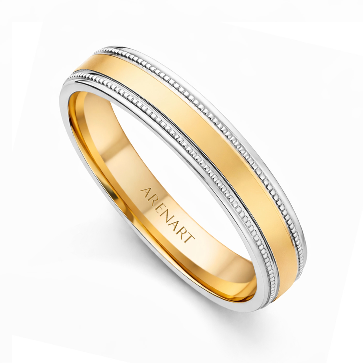 Obrączka damska 4 mm z soczewką, żółte i białe złoto