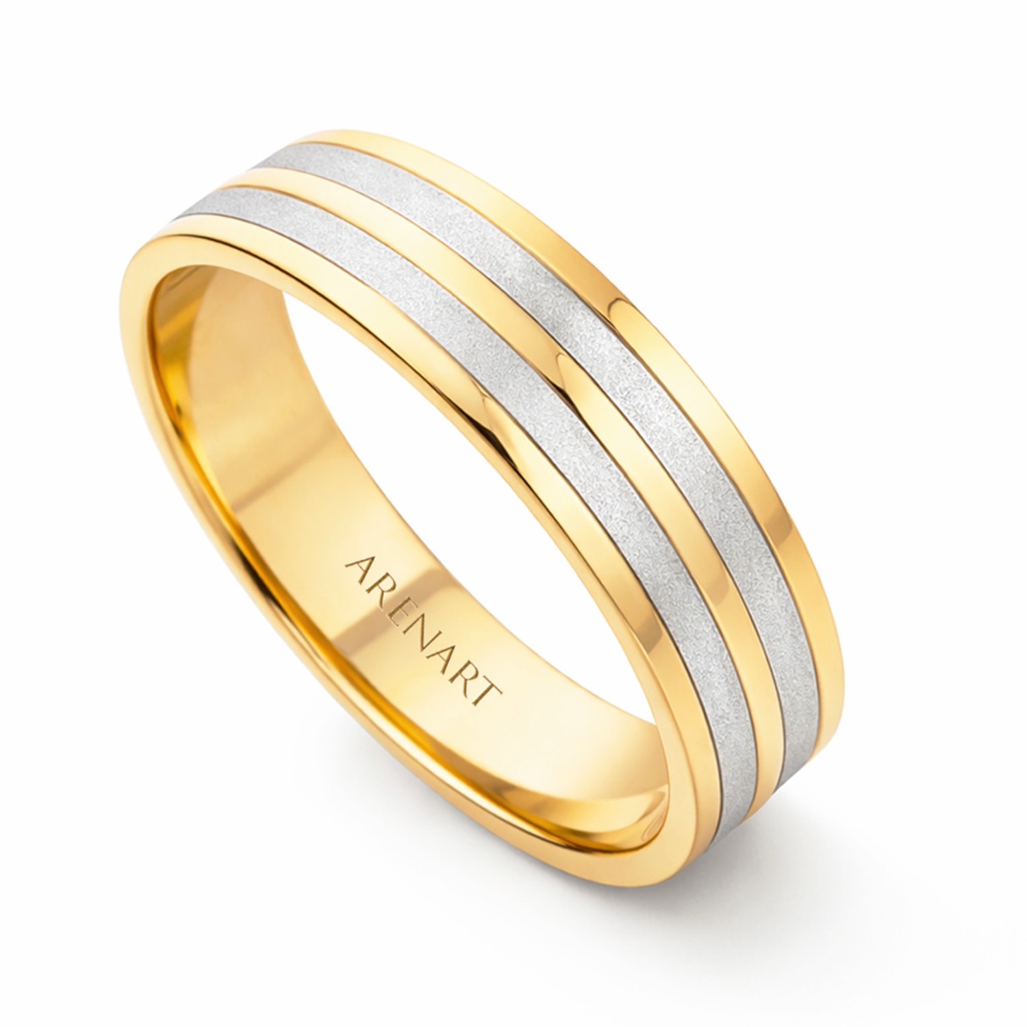 Obrączka 6 mm, damska, żółte i białe złoto