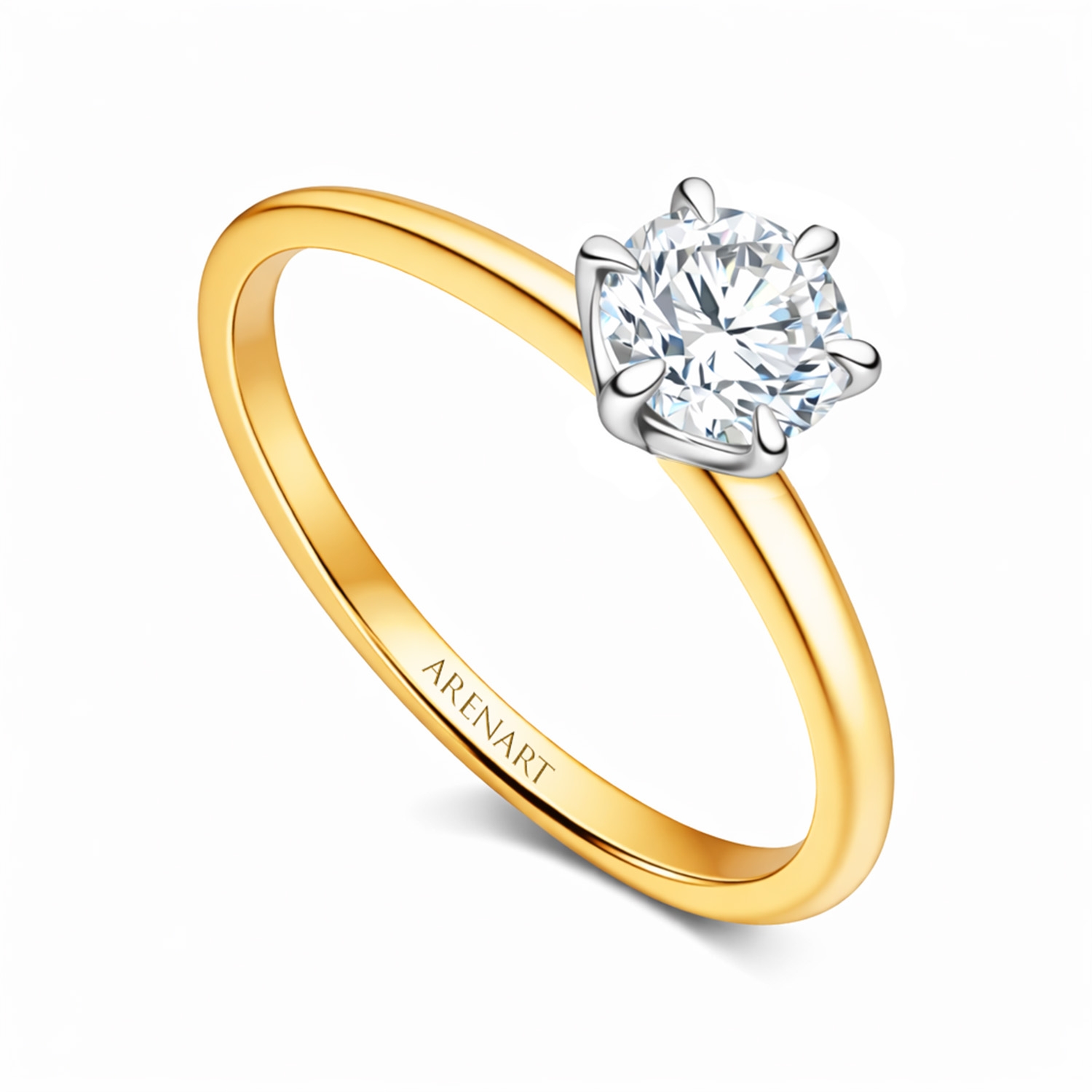 Pierścionek z diamentem 0,50ct, dwukolorowe złoto, certyfikat GIA