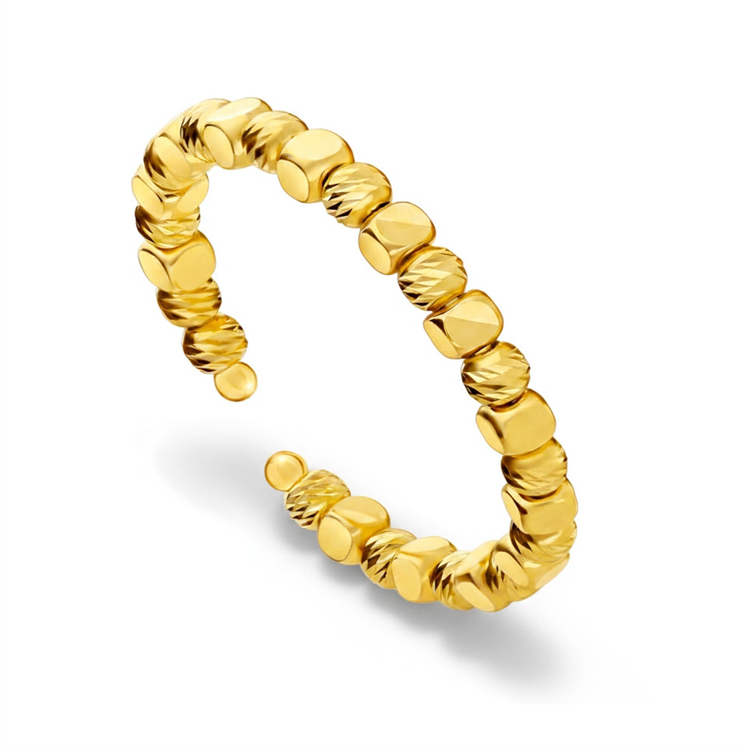 Złoty pierścionek kulki kostka, złoto żółte