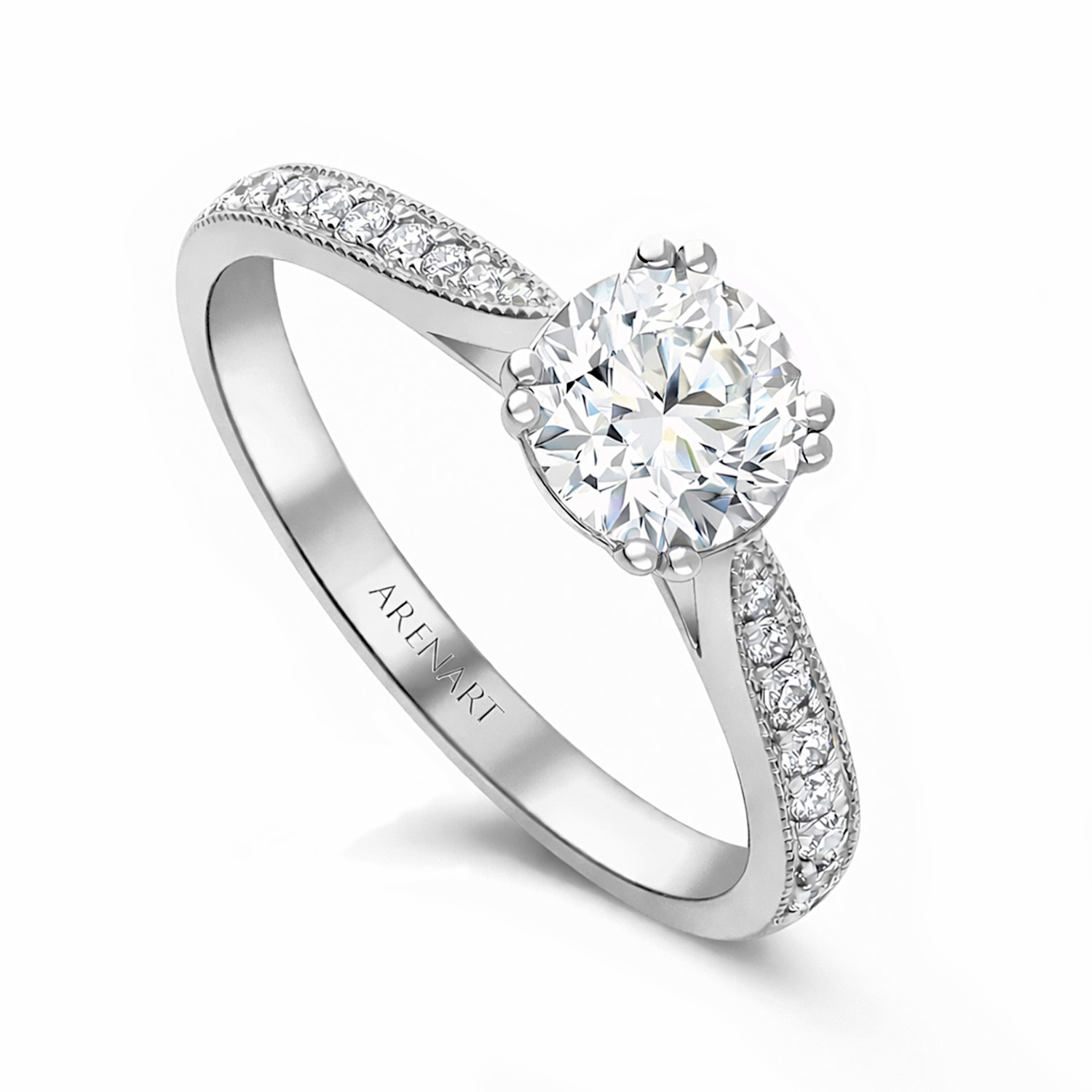 Pierścionek z diamentami laboratoryjnymi 1,15ct, białe złoto 585