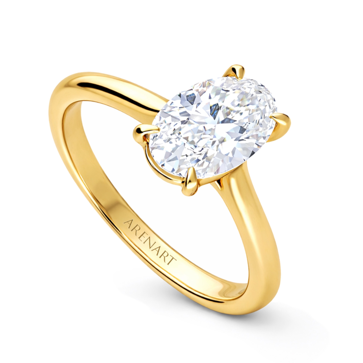 Pierścionek z diamentami laboratoryjnymi 1,56ct, certyfikat IGI, żółte złoto