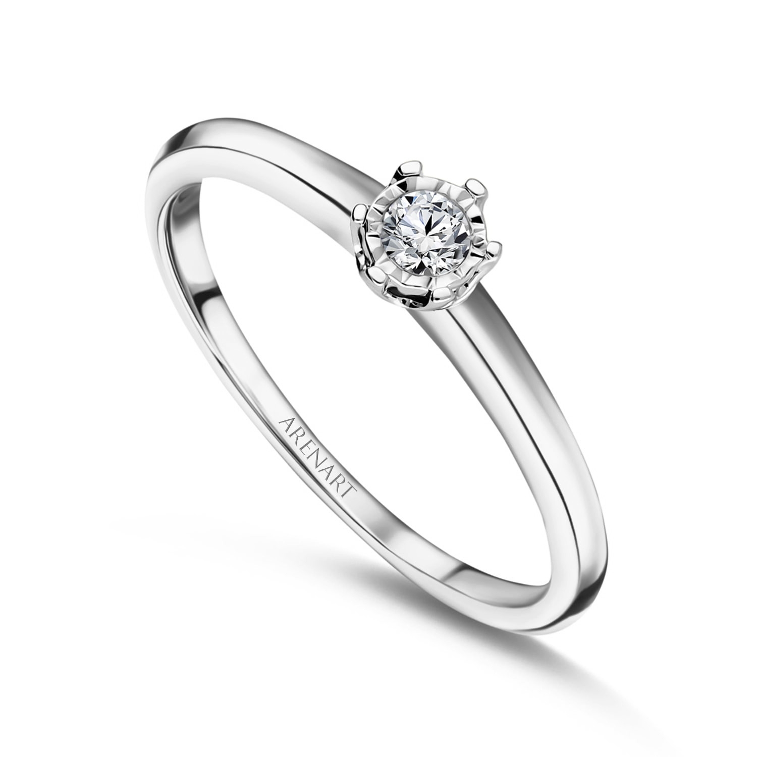 Pierścionek z diamentem 0,08ct, białe złoto 585