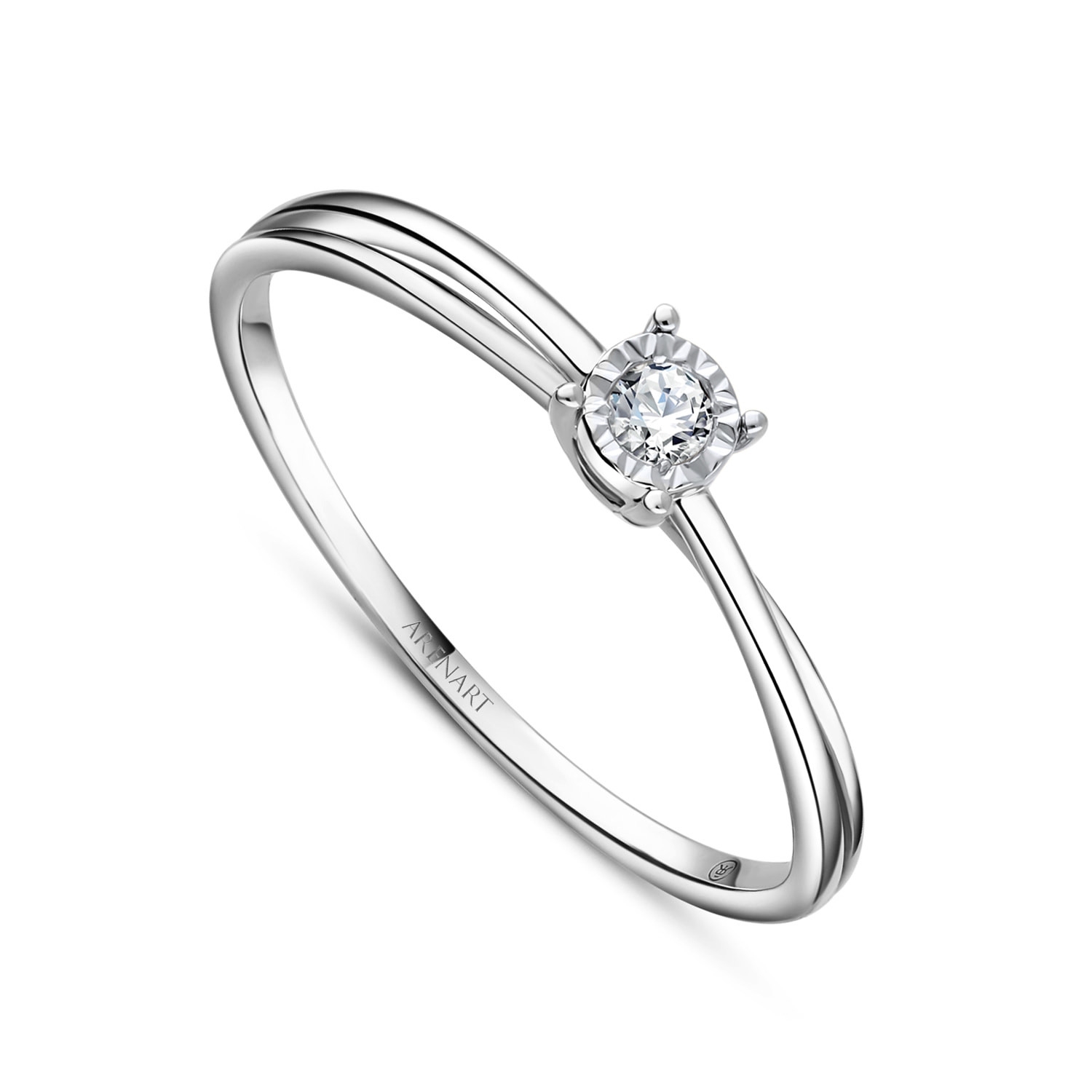 Pierścionek z diamentem, białe złoto R06862-W