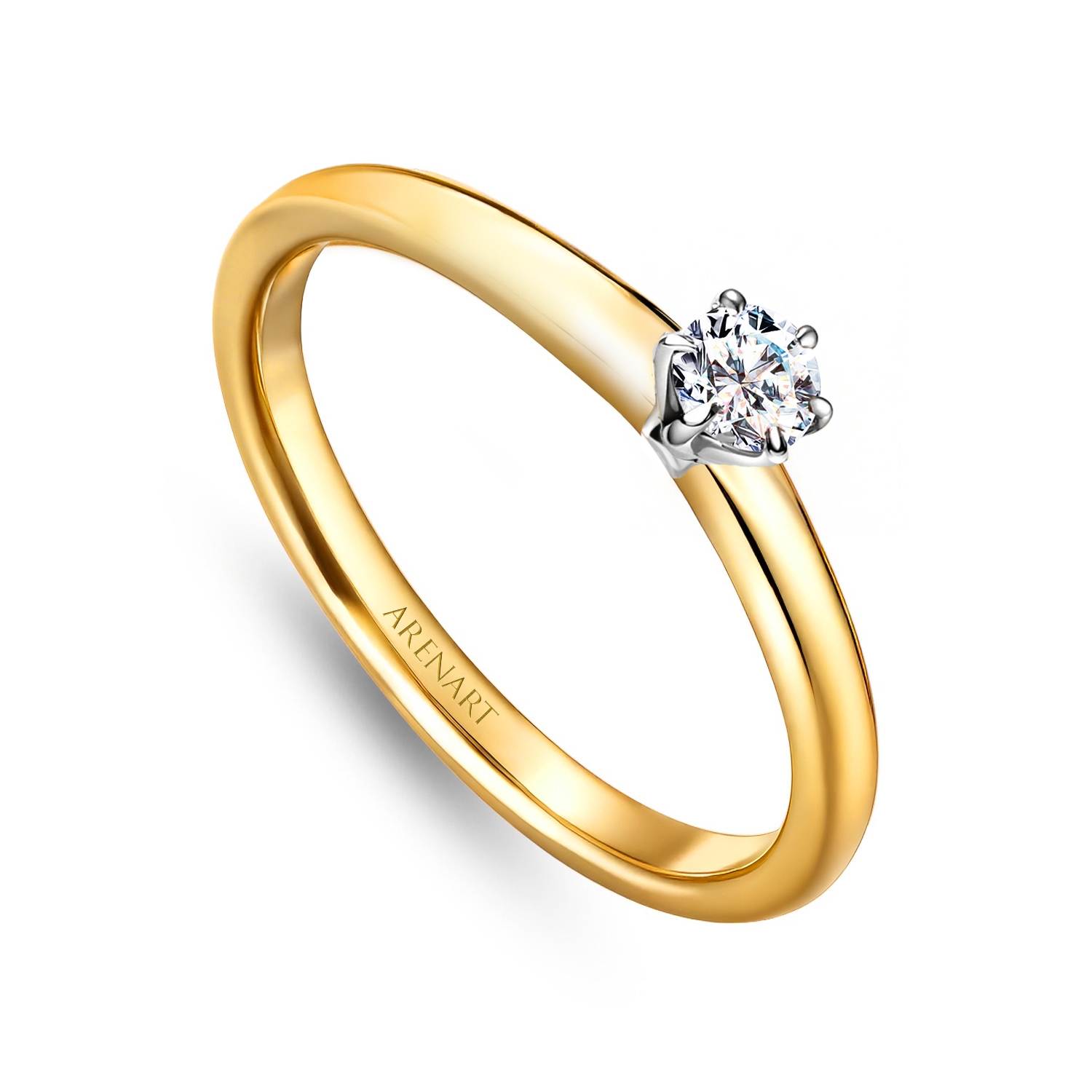 Pierścionek złoty z diamentem 0,10ct, dwukolorowe złoto