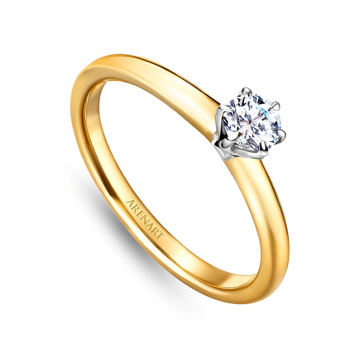 Pierścionek z diamentem 0,19ct, zaręczynowy, złoto dwukolorowe