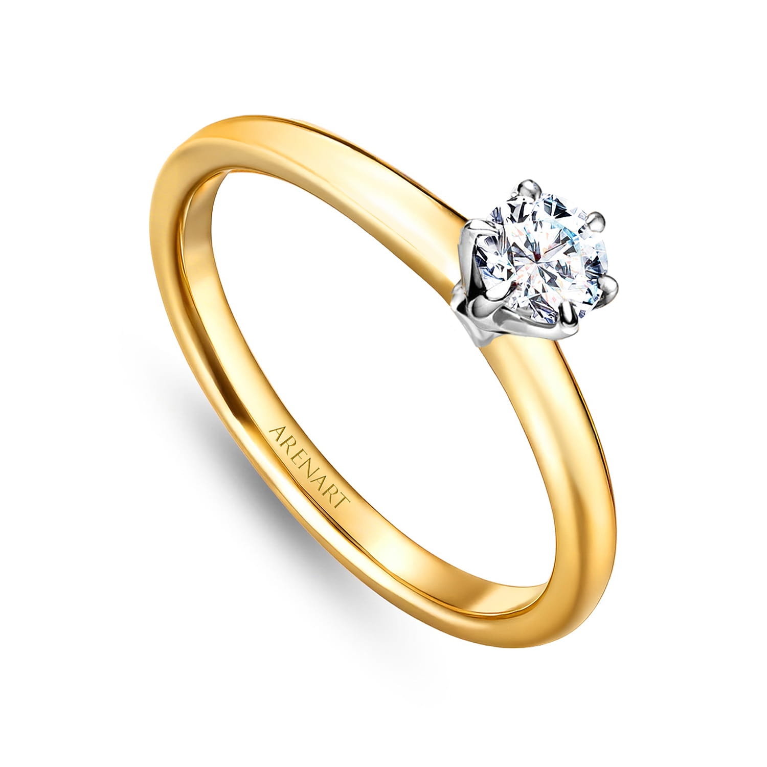 Pierścionek z diamentem  0,24ct, dwukolorowe złoto 585