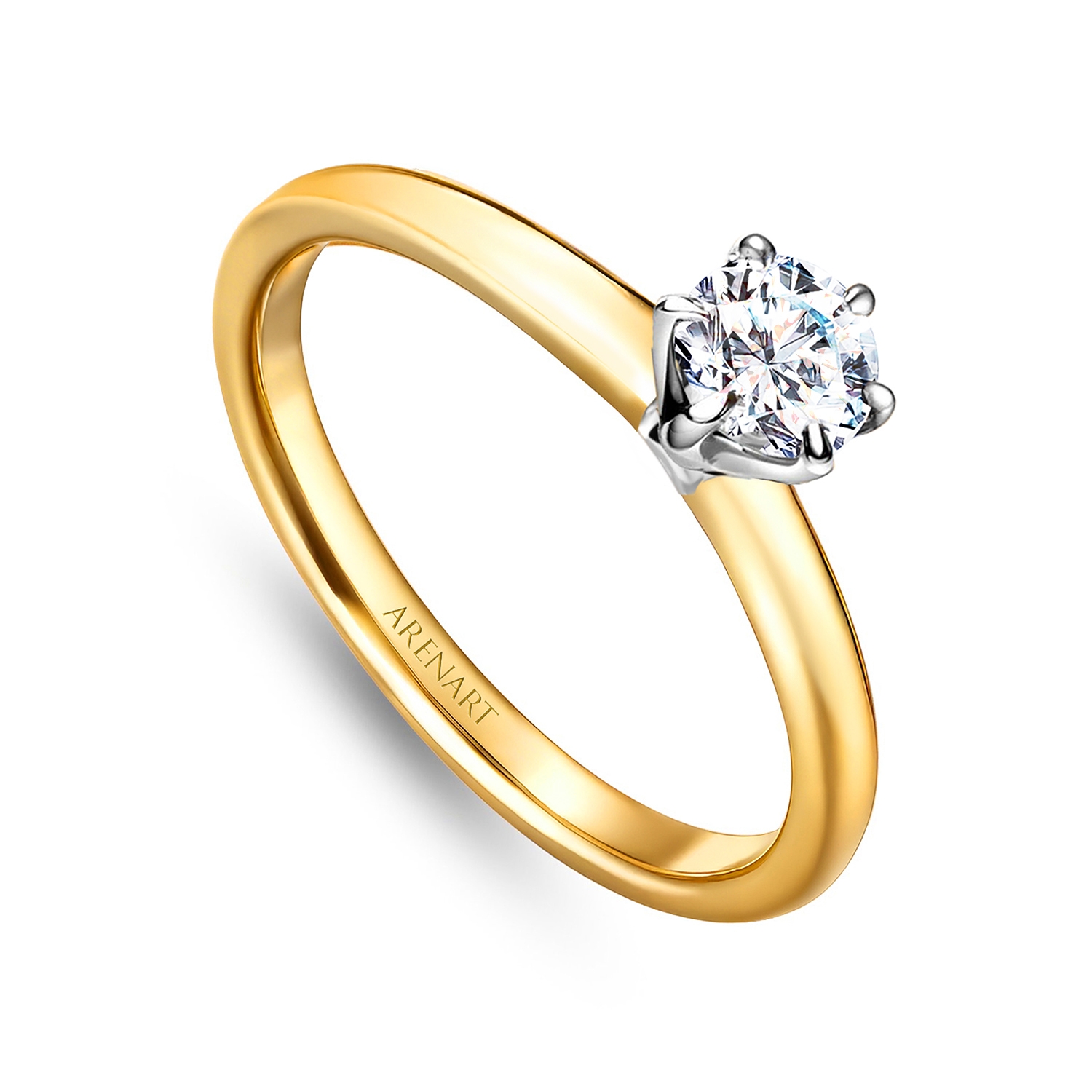 Pierścionek z certyfikatem, diamentem 0,36ct zaręczynowy, złoto dwukolorowe