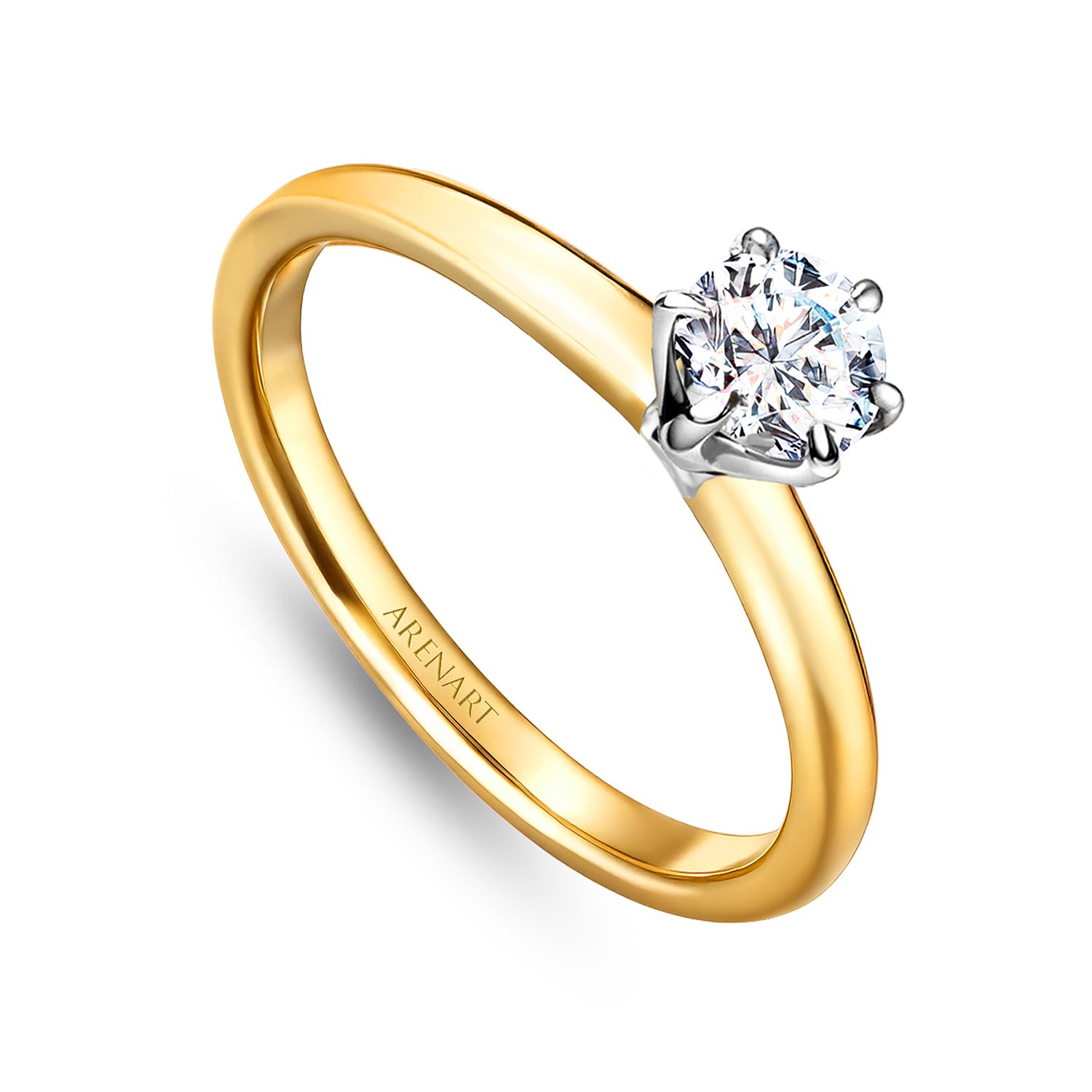 Pierścionek z certyfikatem, diamentem 0,40ct, G/SI1, zaręczynowy, złoto dwukolorowe