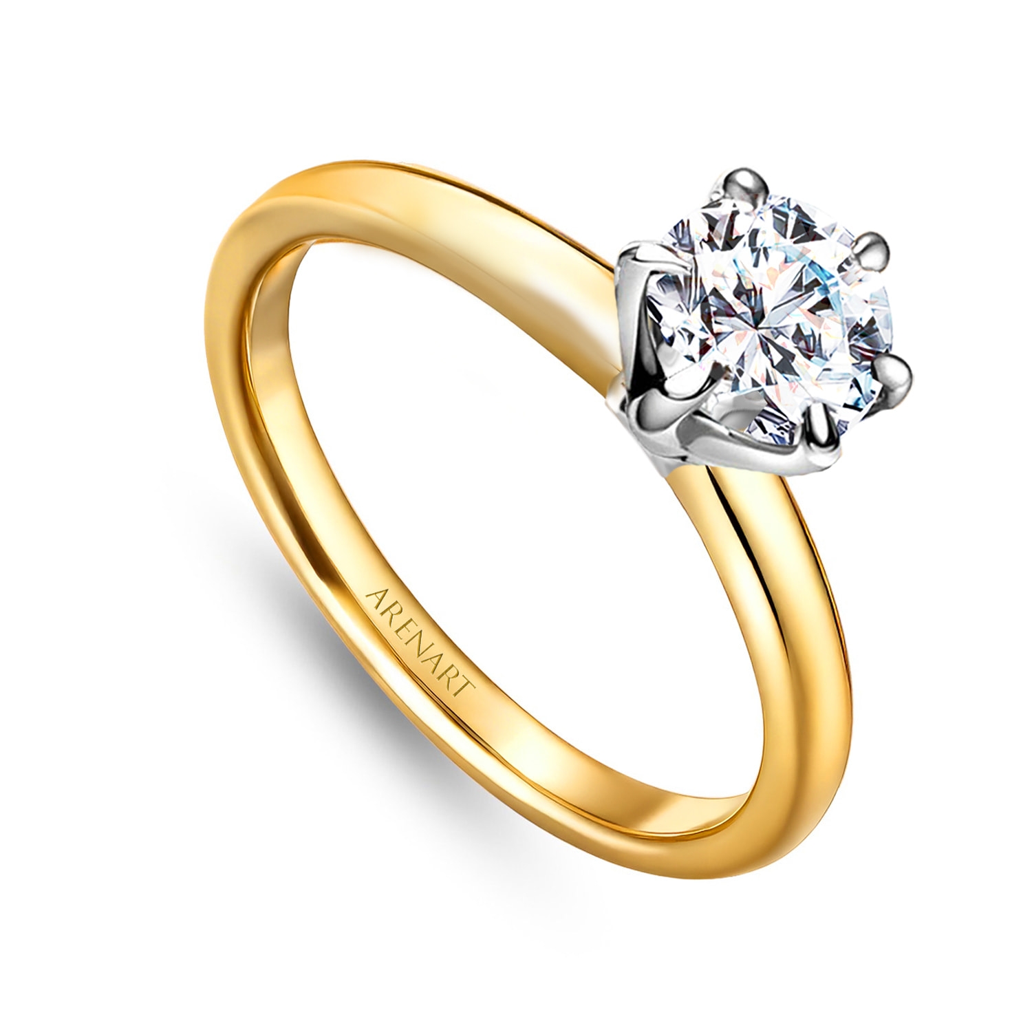 Pierścionek z diamentem 0,70ct, dwukolorowe złoto 750, G/SI1, certyfikat GIA