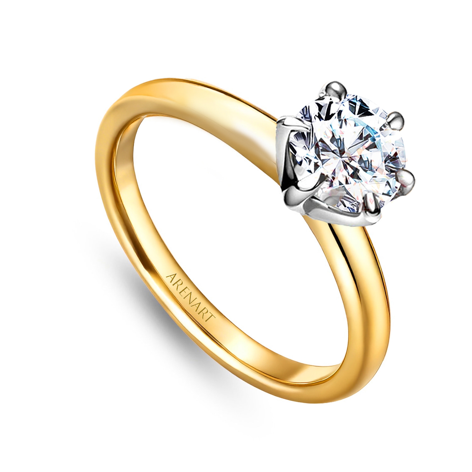 Pierścionek zaręczynowy z diamentem 0,80ct, G/VS2, dwukolorowe złoto w próbie 750, certyfikat IGI