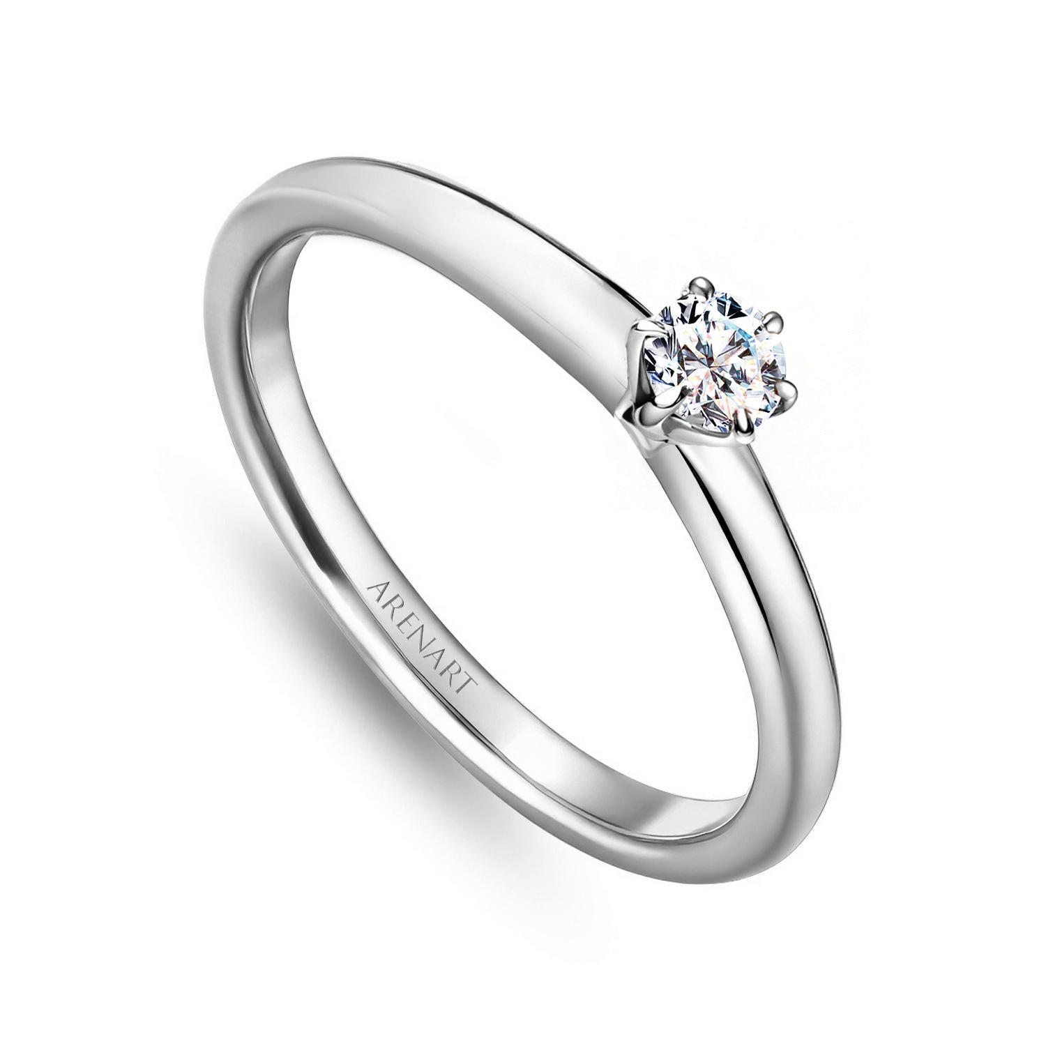 Pierścionek złoty z diamentem 0,10ct, białe złoto