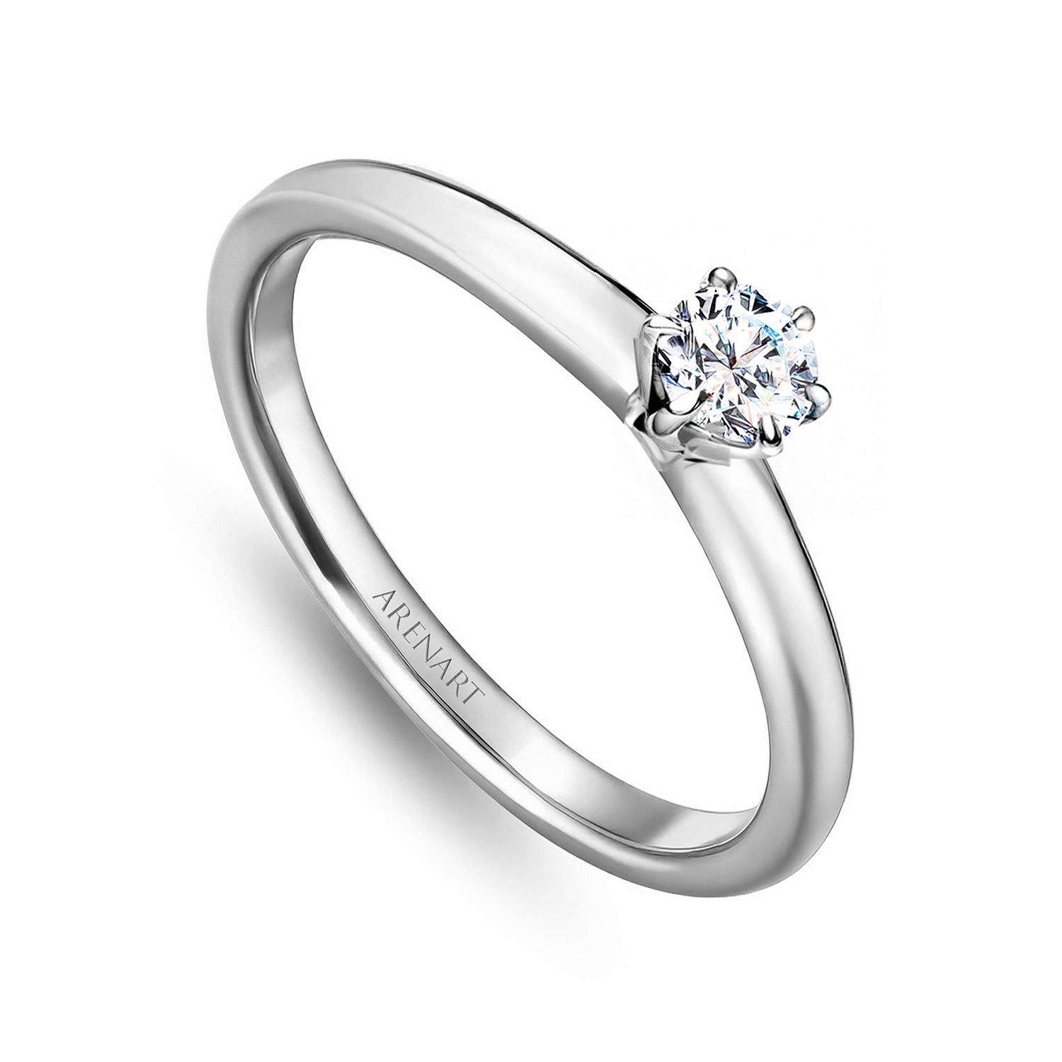 Pierścionek z diamentem 0,15ct, białe złoto