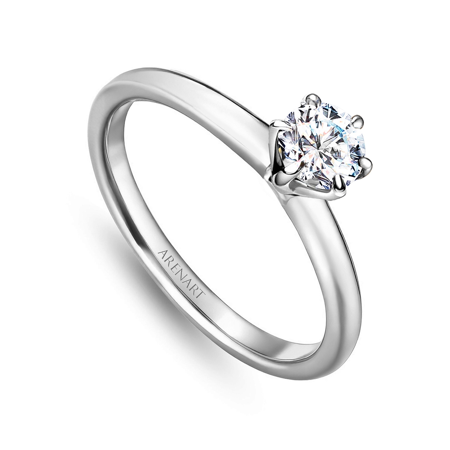 Pierścionek z certyfikatem, diamentem 0,40ct zaręczynowy, złoto białe