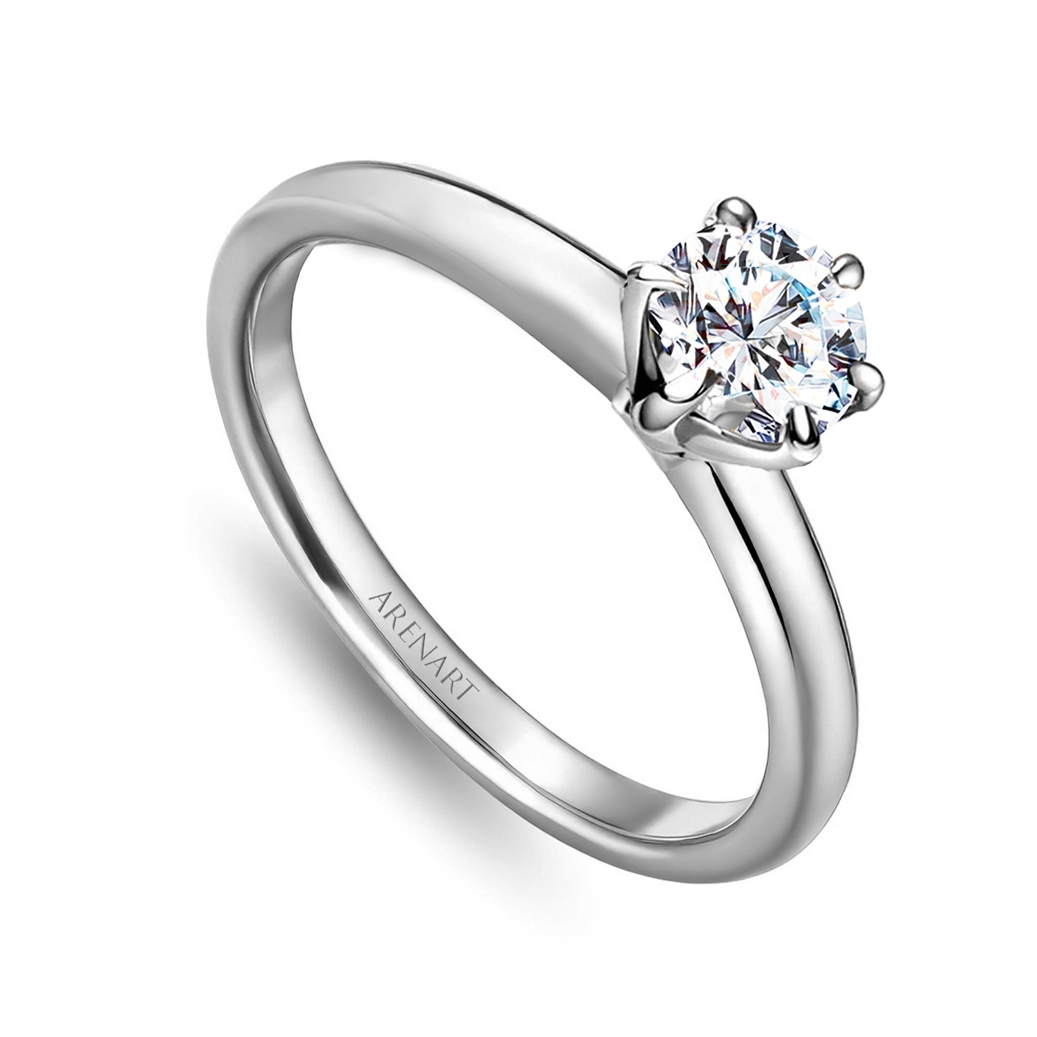 Pierścionek złoty z diamentem 0,51ct, złoto białe 750, certyfikat GIA