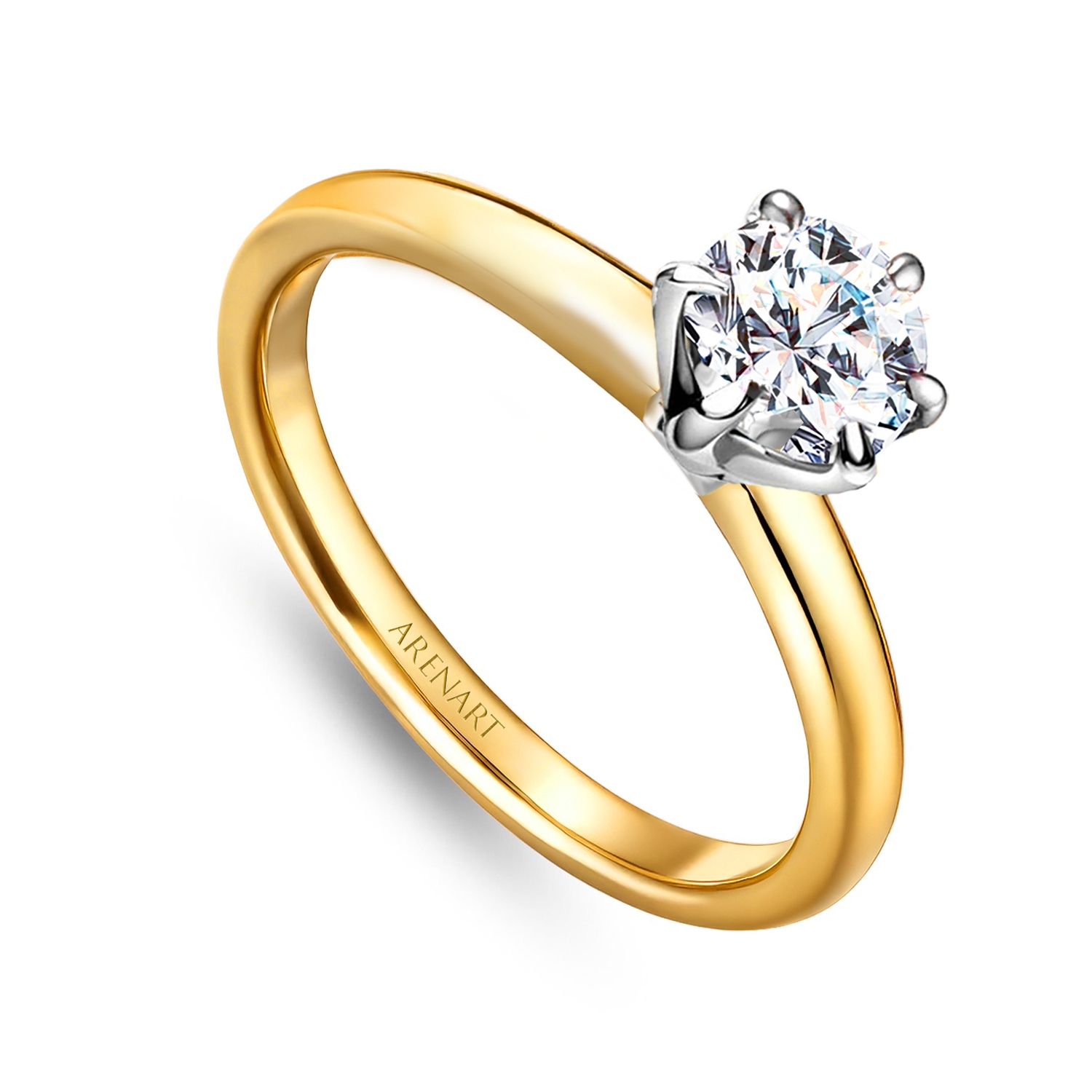 Pierścionek z diamentem 0,60ct, żółte złoto, z certyfikat GIA