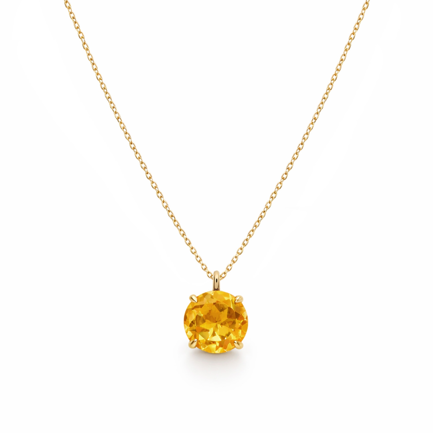 Złoty naszyjnik z cytrynem, żółte złoto