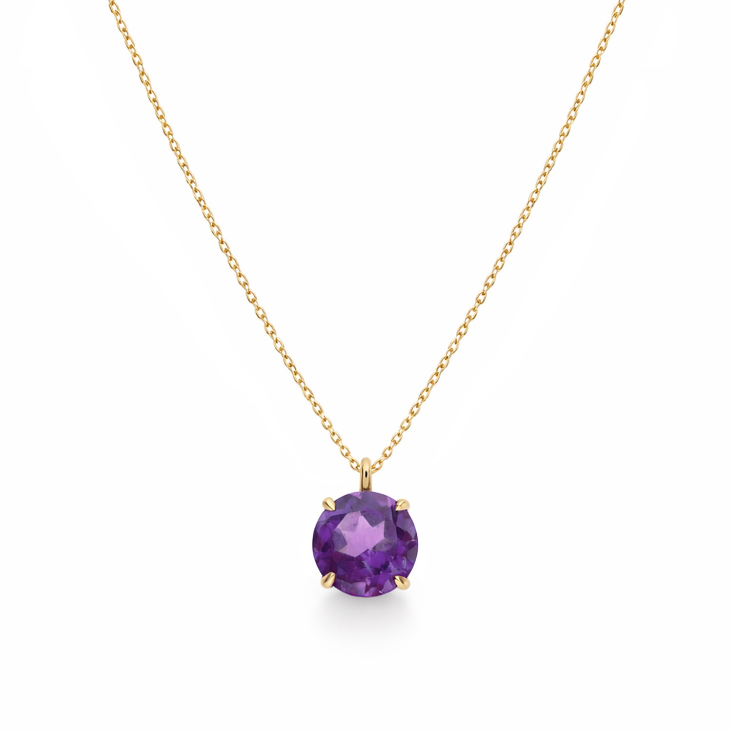 Złoty naszyjnik z ametystem, żółte złoto