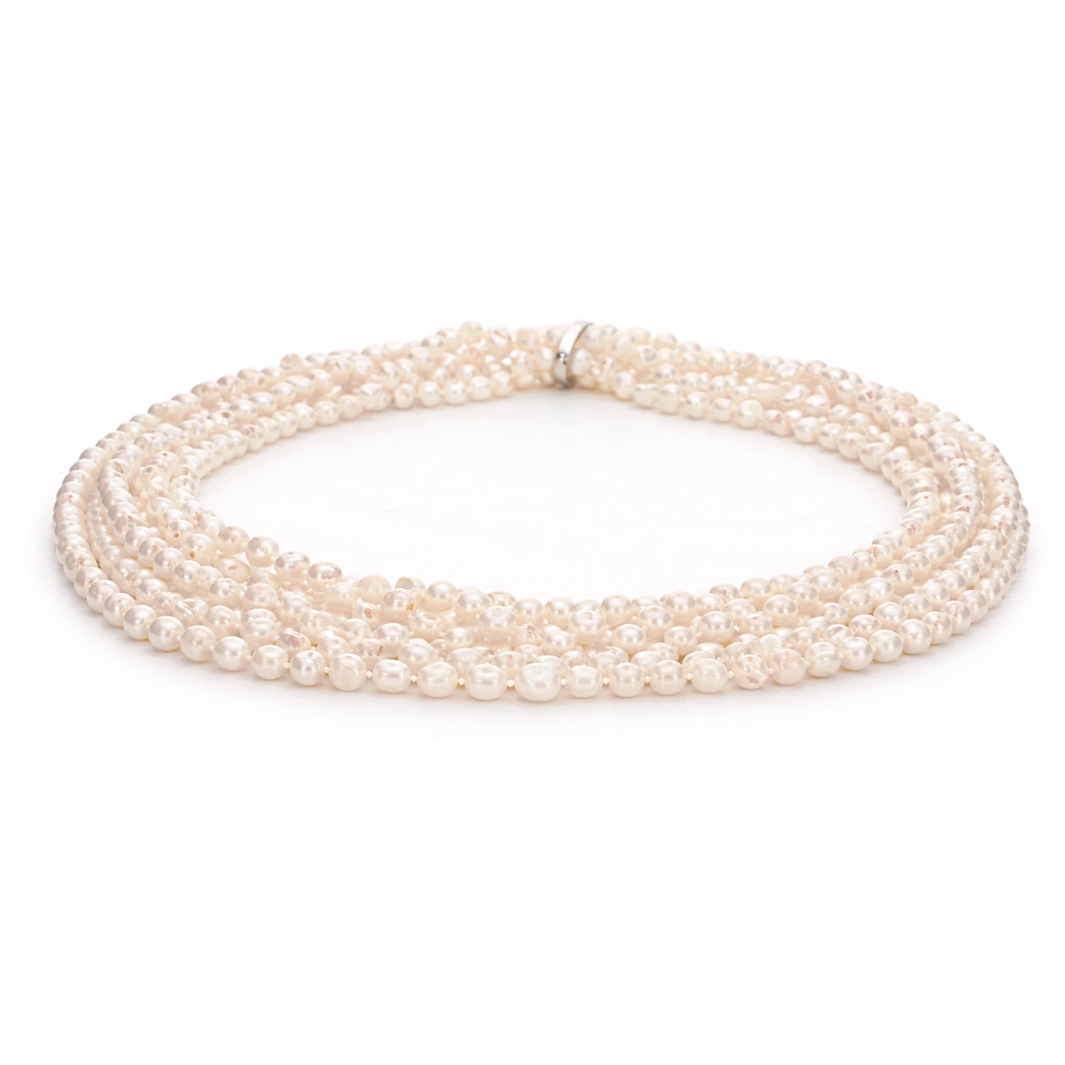 Naszyjnik z perłami, trzy sznury pereł 50 cm