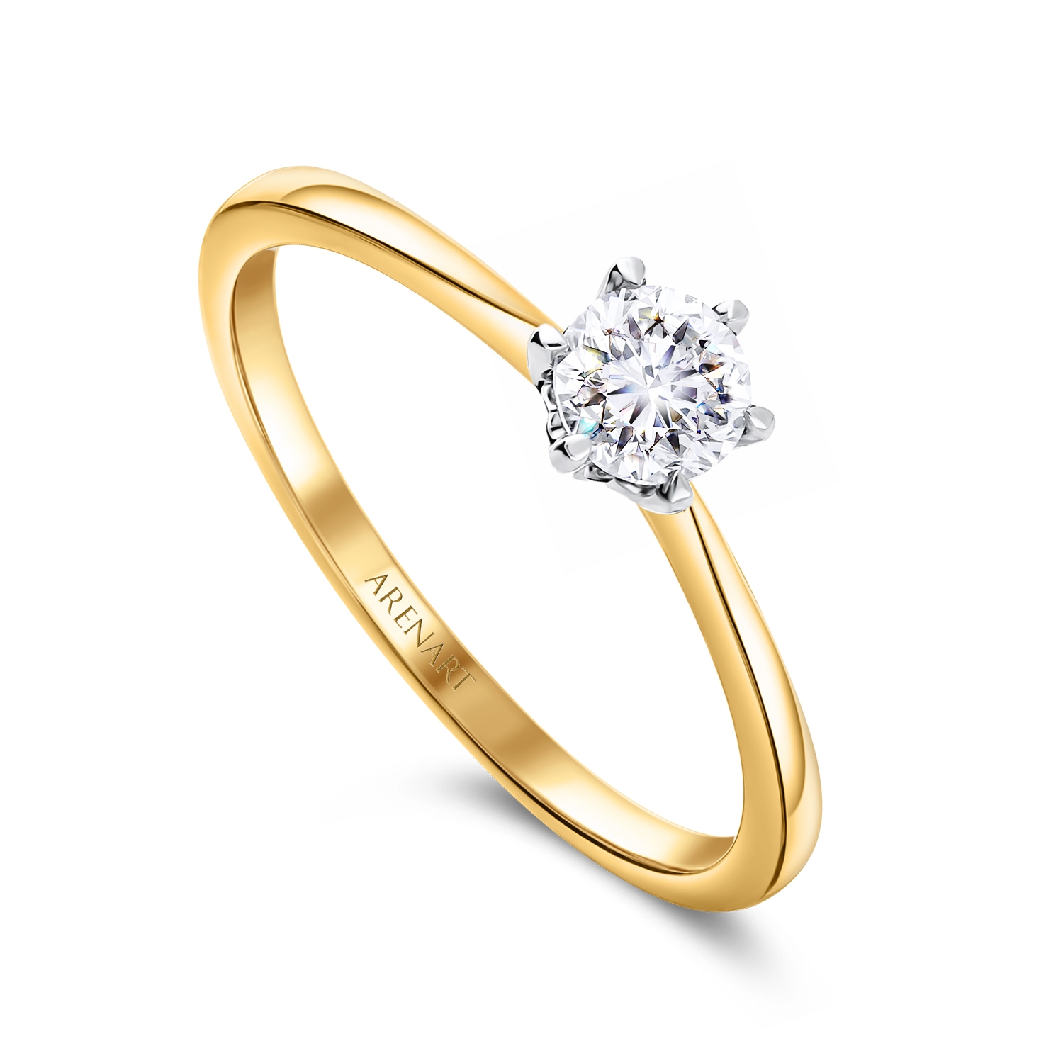 Pierścionek z diamentem 0,35ct, dwukolorowe złoto